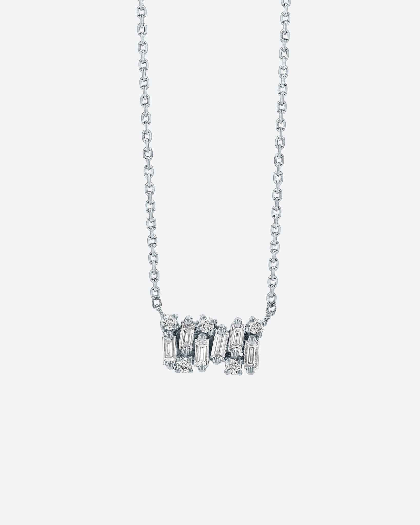 Suzanne Kalan Shimmer Diamond Mini Bar Pendant in 18k white gold