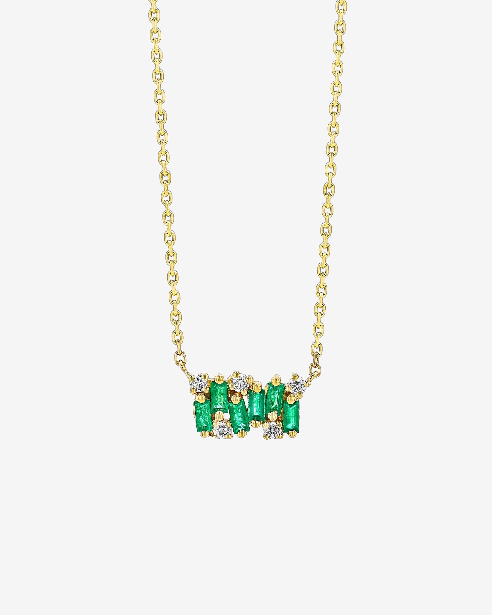 Suzanne Kalan Shimmer Emerald Mini Bar Pendant in 18k yellow gold