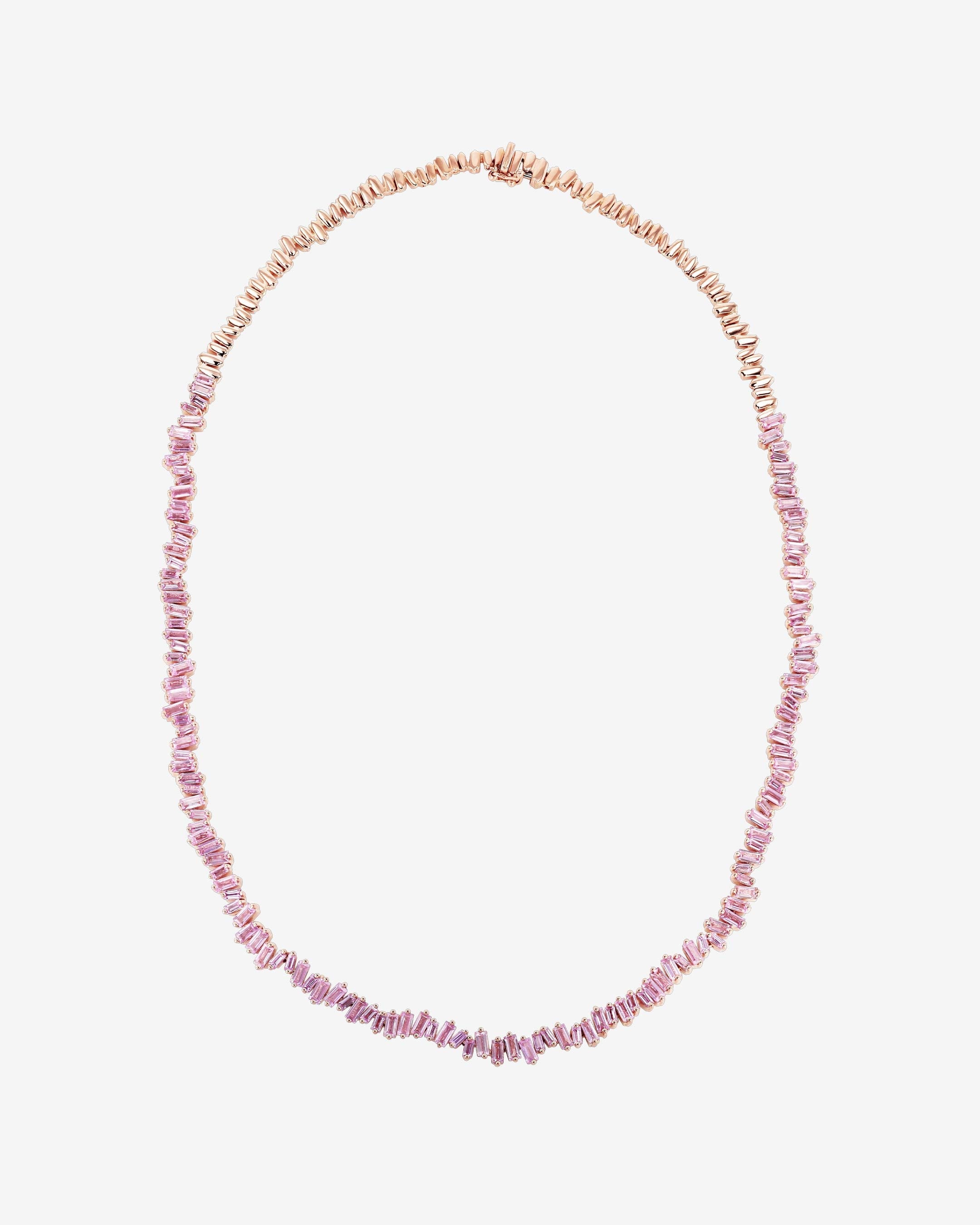 Suzanne Kalan Bold Pink Sapphire Tennis Necklace in 18k rose gold