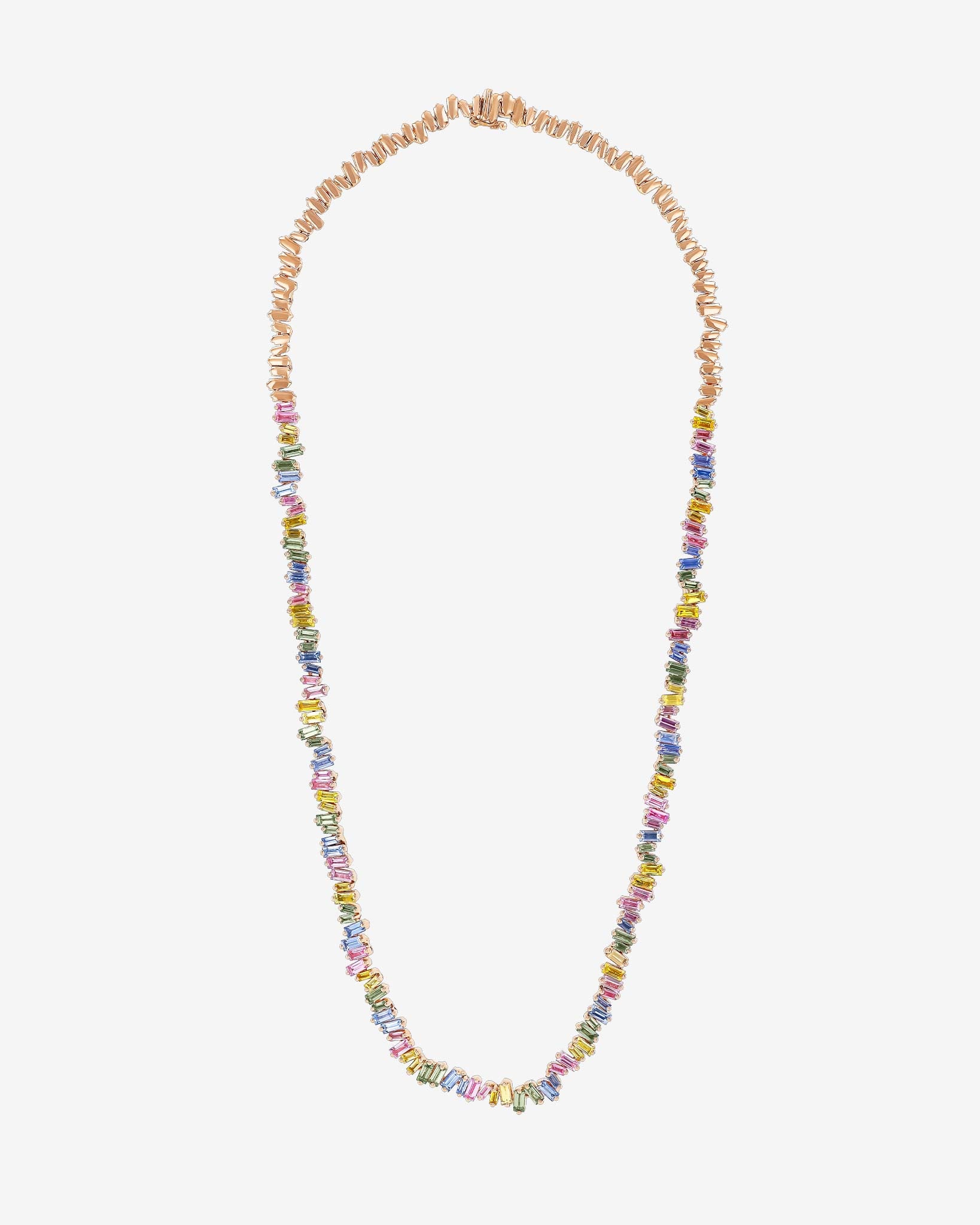 Suzanne Kalan Bold Pastel Sapphire Tennis Necklace in 18k rose gold