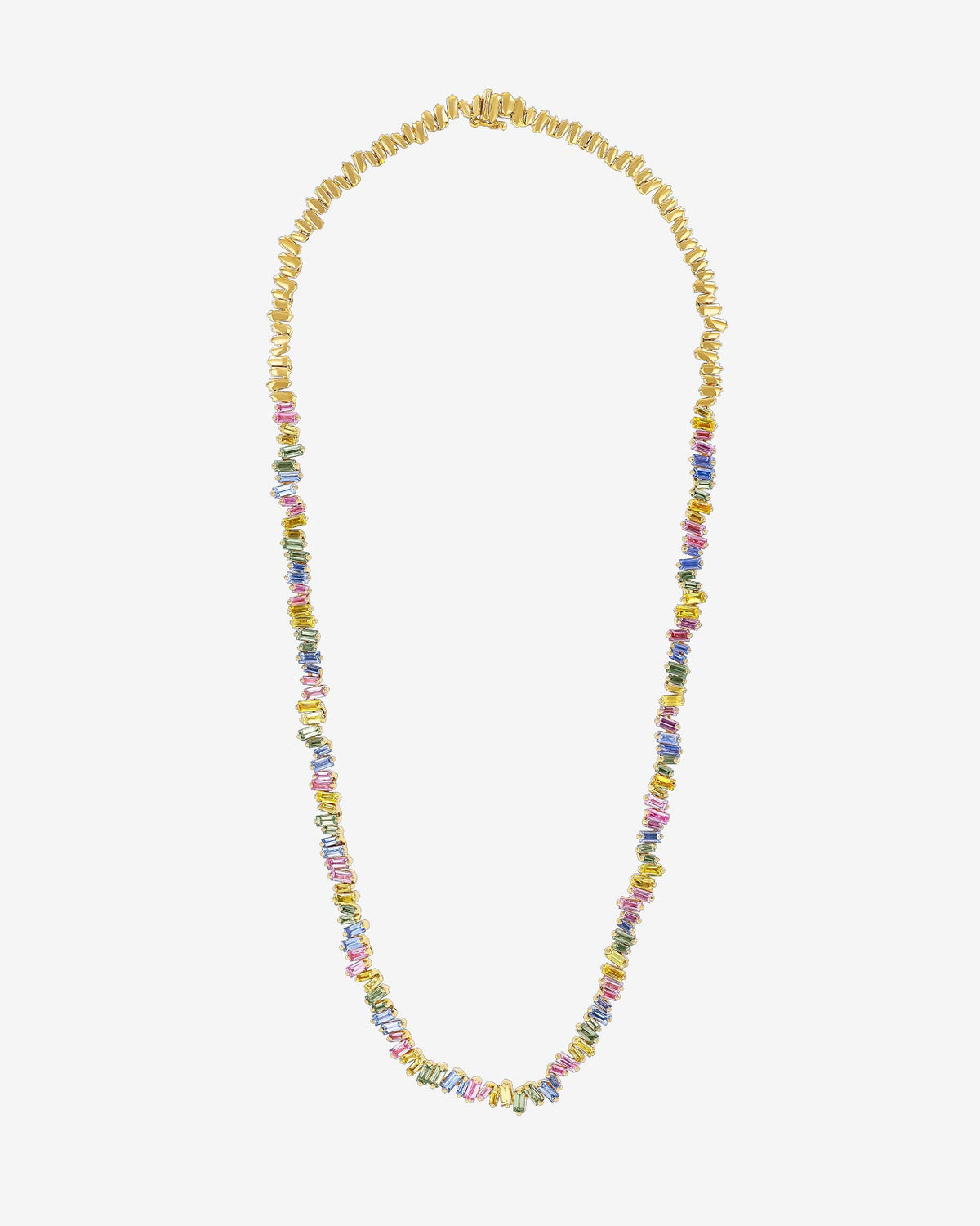 Suzanne Kalan Bold Pastel Sapphire Tennis Necklace in 18k yellow gold