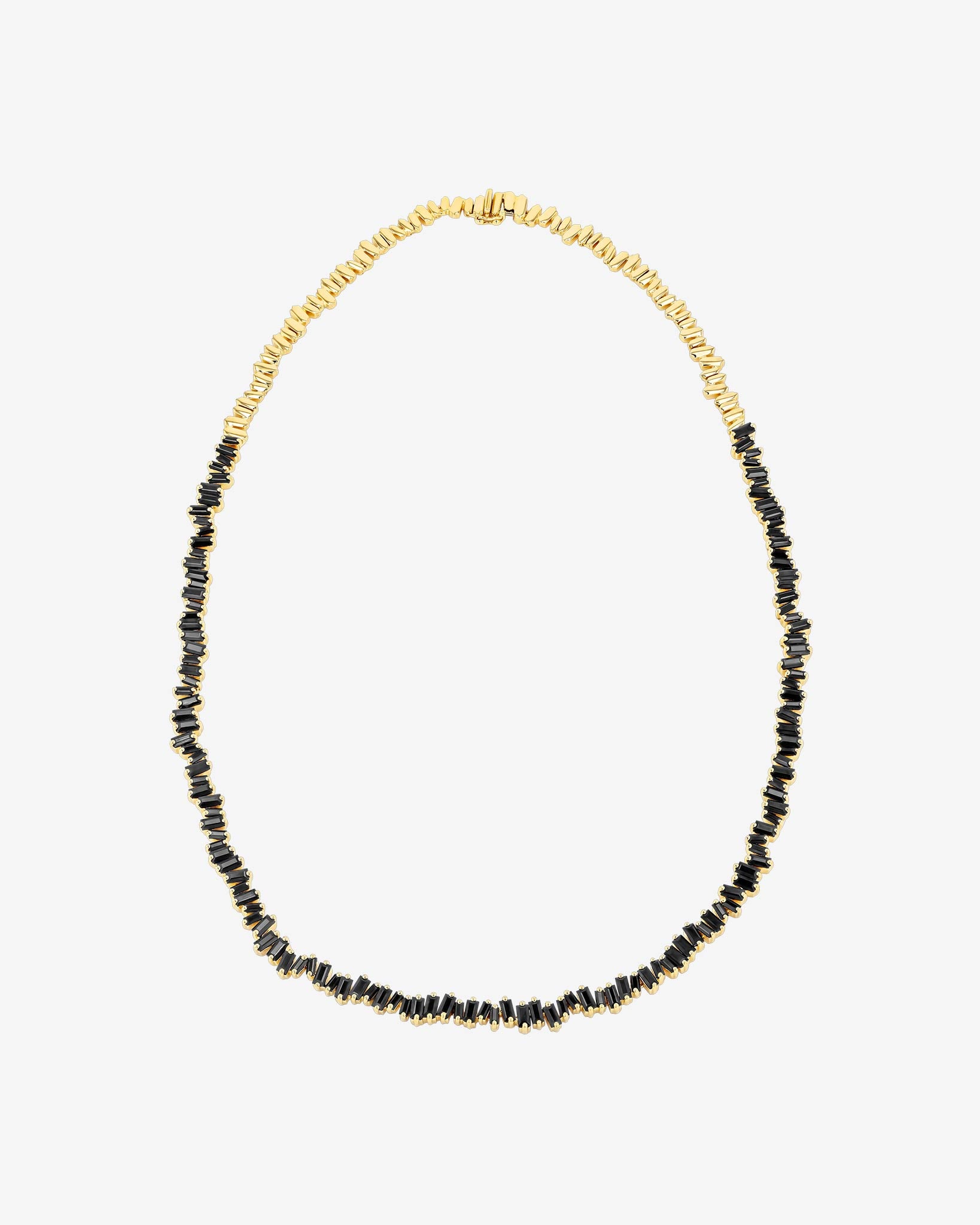 Suzanne Kalan Bold Black Sapphire Tennis Necklace in 18k yellow gold