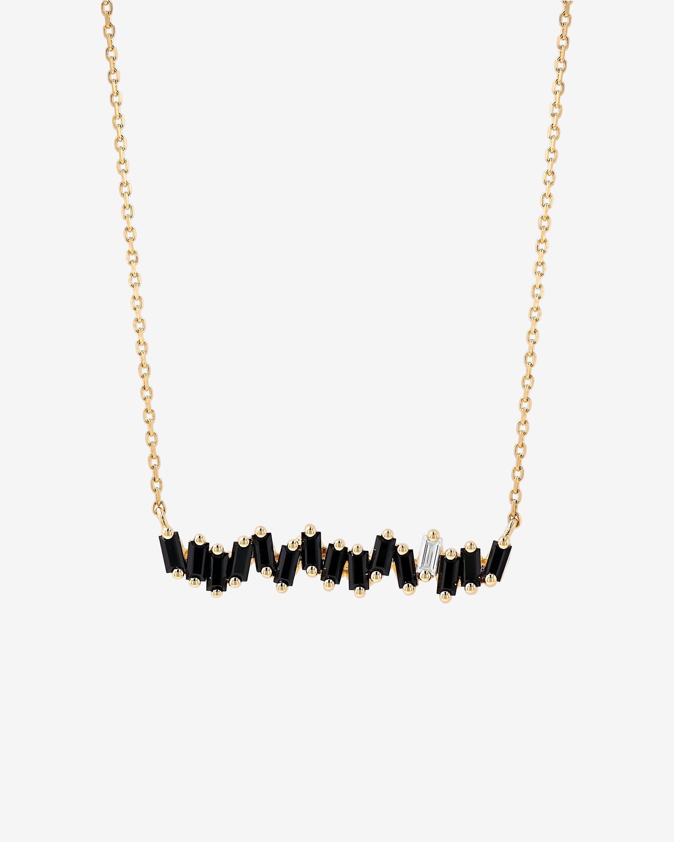 Suzanne Kalan Bold Black Sapphire Bar Pendant in 18k yellow gold