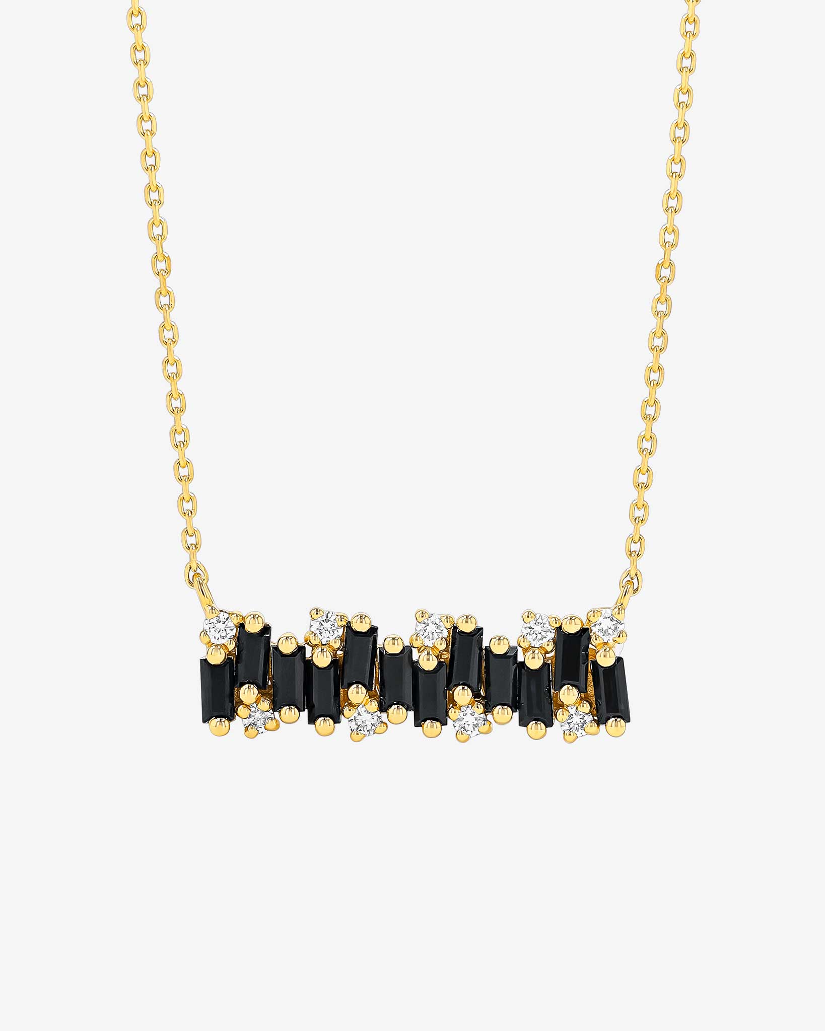 Suzanne Kalan Shimmer Black Sapphire Bar Pendant in 18k yellow gold