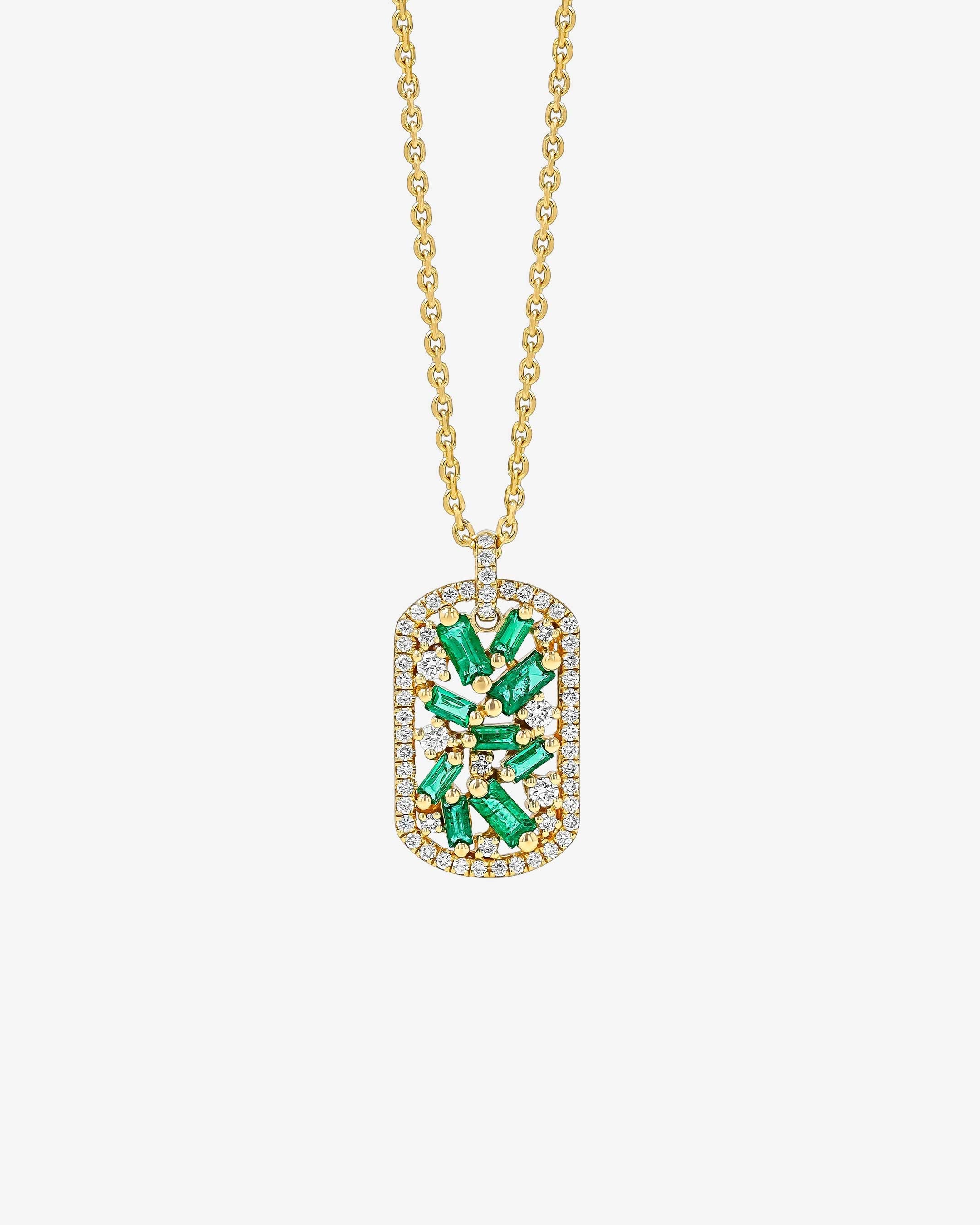 Suzanne Kalan Frenzy Emerald Medium Dog Tag Pendant in 18k yellow gold