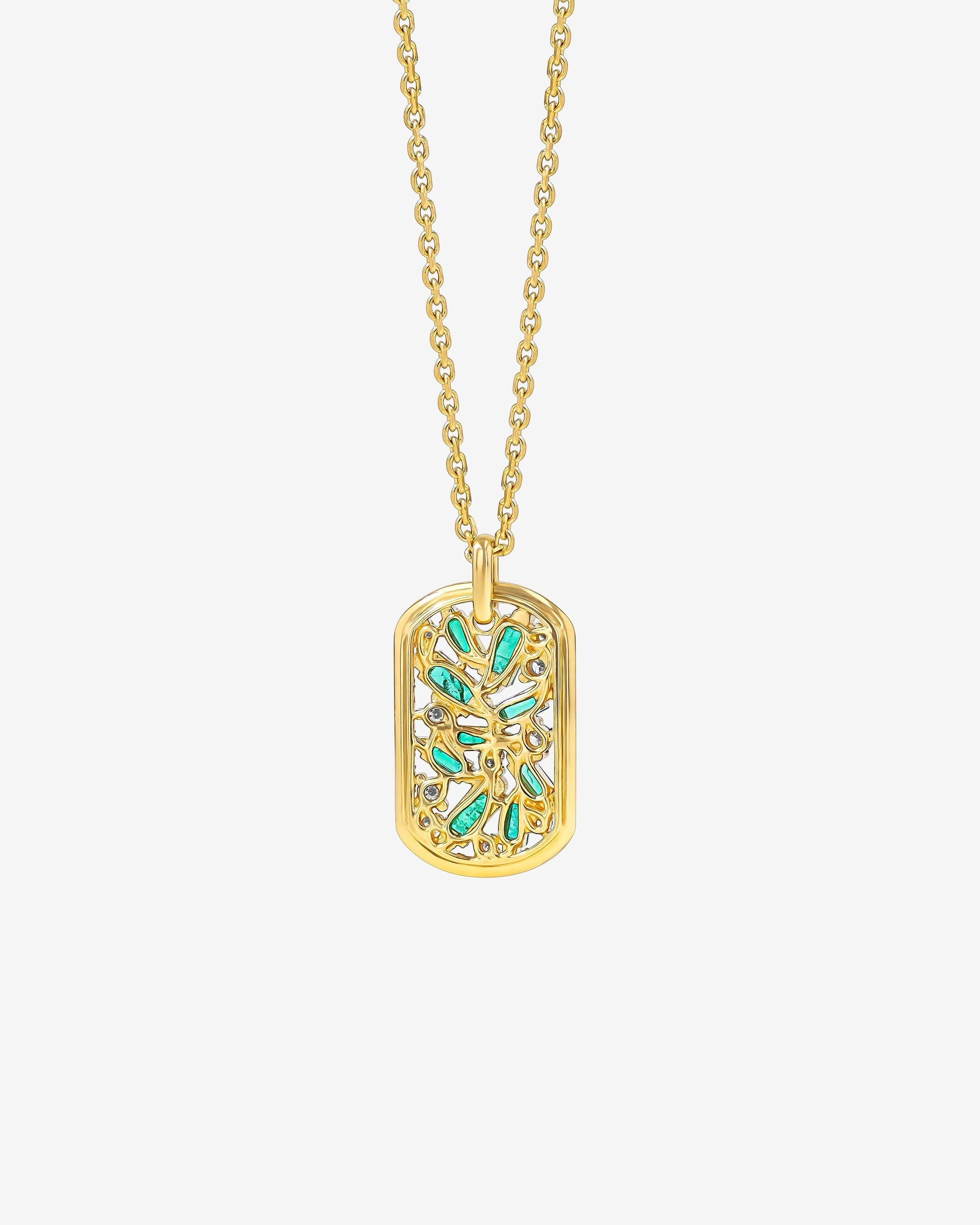 Suzanne Kalan Frenzy Emerald Medium Dog Tag Pendant in 18k yellow gold