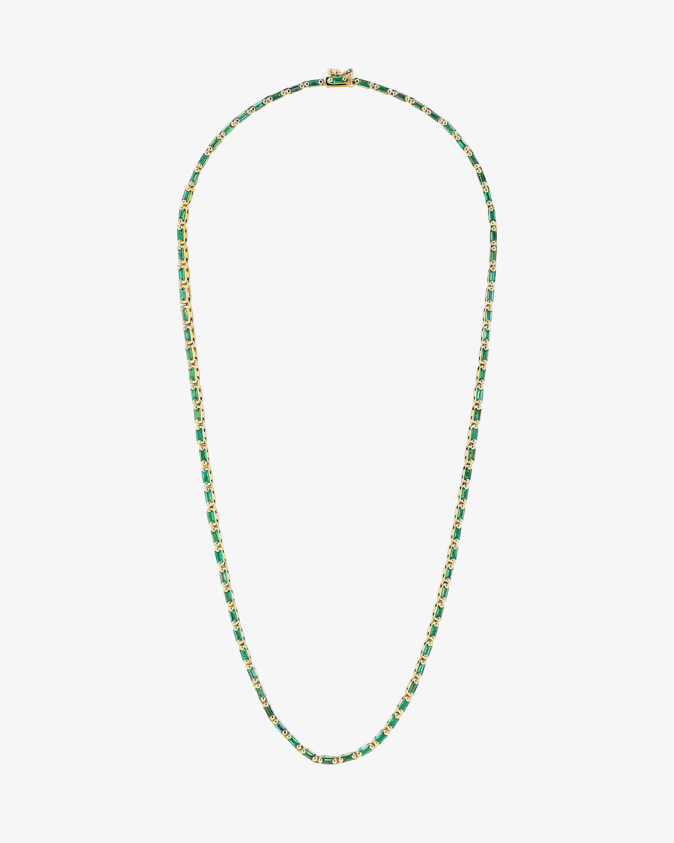 Suzanne Kalan Linear Full Emerald Tennis Necklace in 18k yellow gold