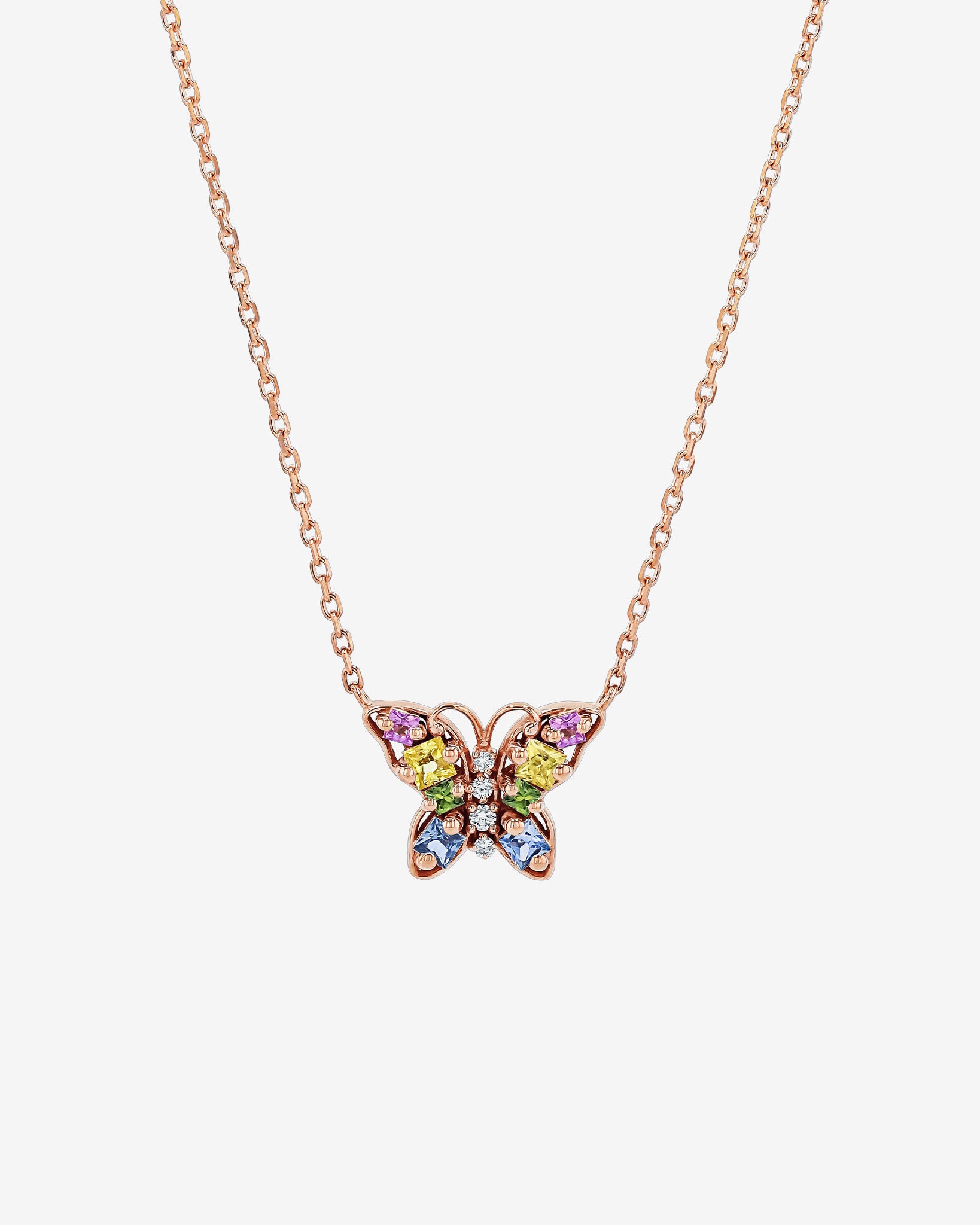 Suzanne Kalan Princess Pastel Sapphire Mini Butterfly Pendant in 18k rose gold