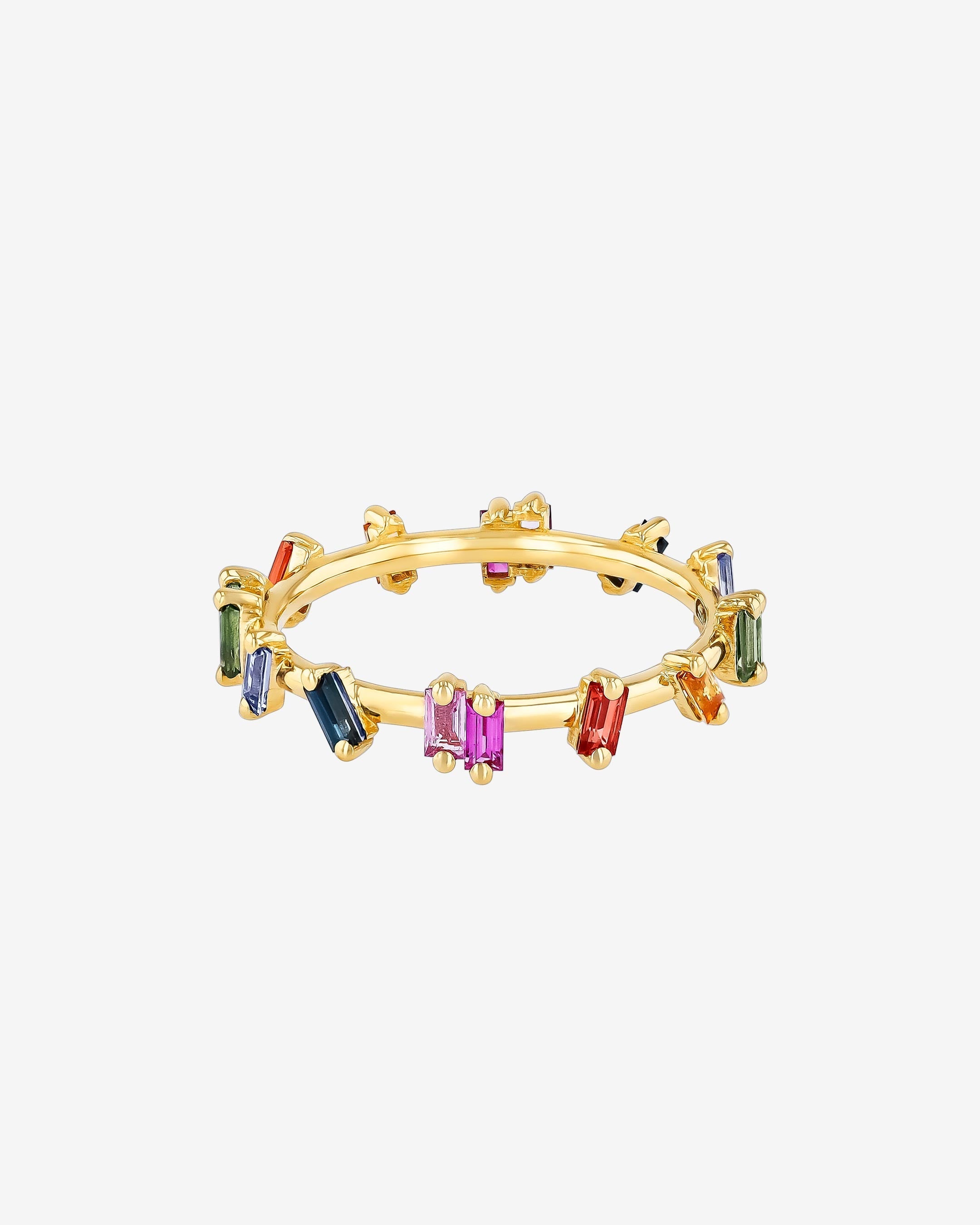 Suzanne Kalan Rainbow Sapphire Barbwire Band in 18k yellow gold