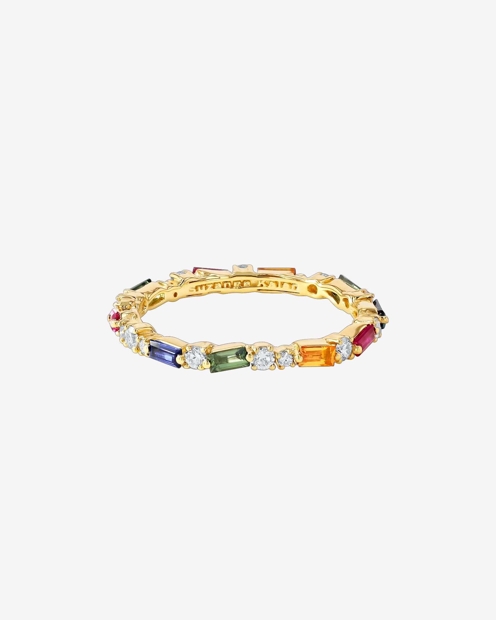 Suzanne Kalan Thin Mix Rainbow Sapphire Eternity Band in 18k yellow gold