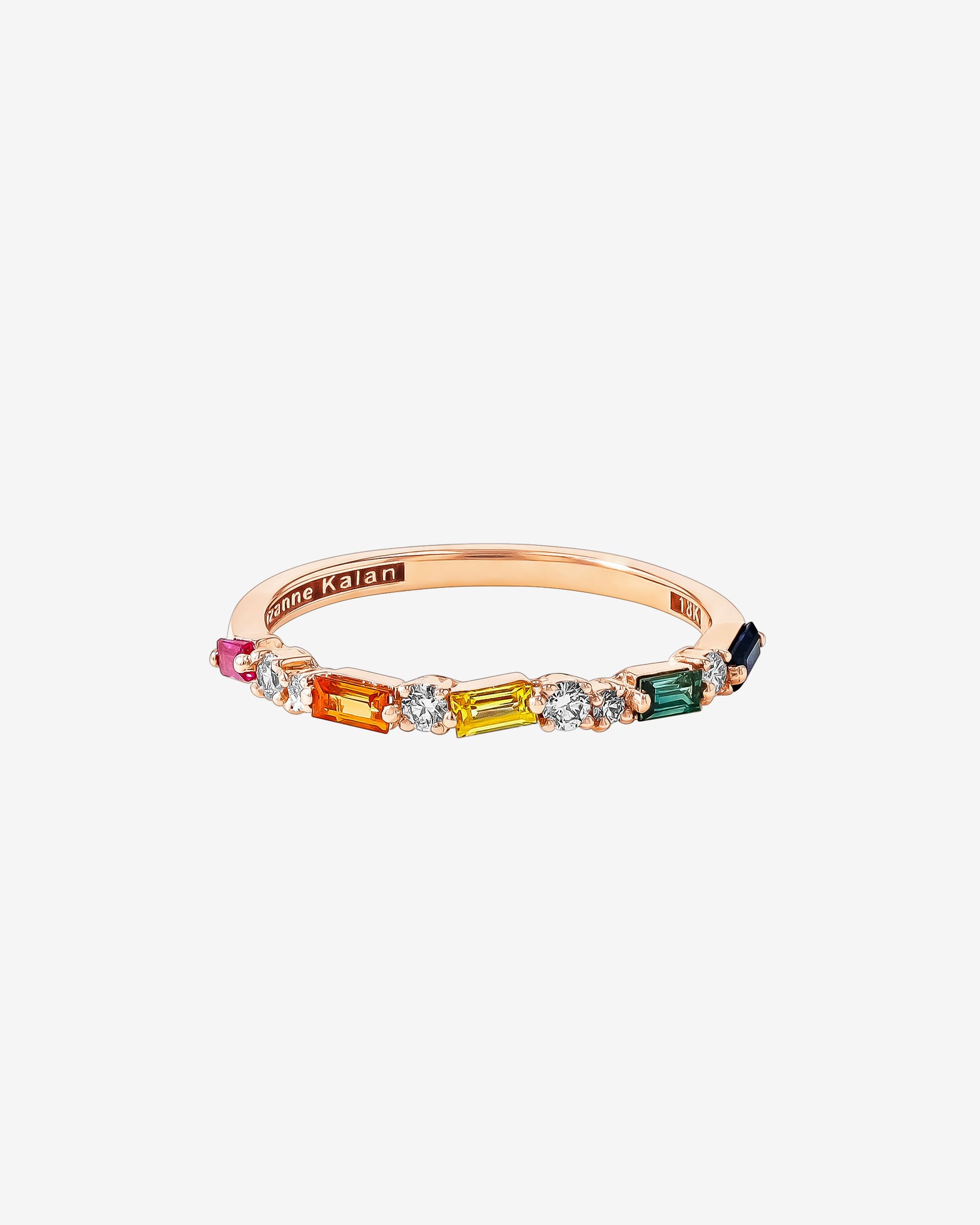 Suzanne Kalan Thin Mix Rainbow Sapphire Half Band in 18k rose gold