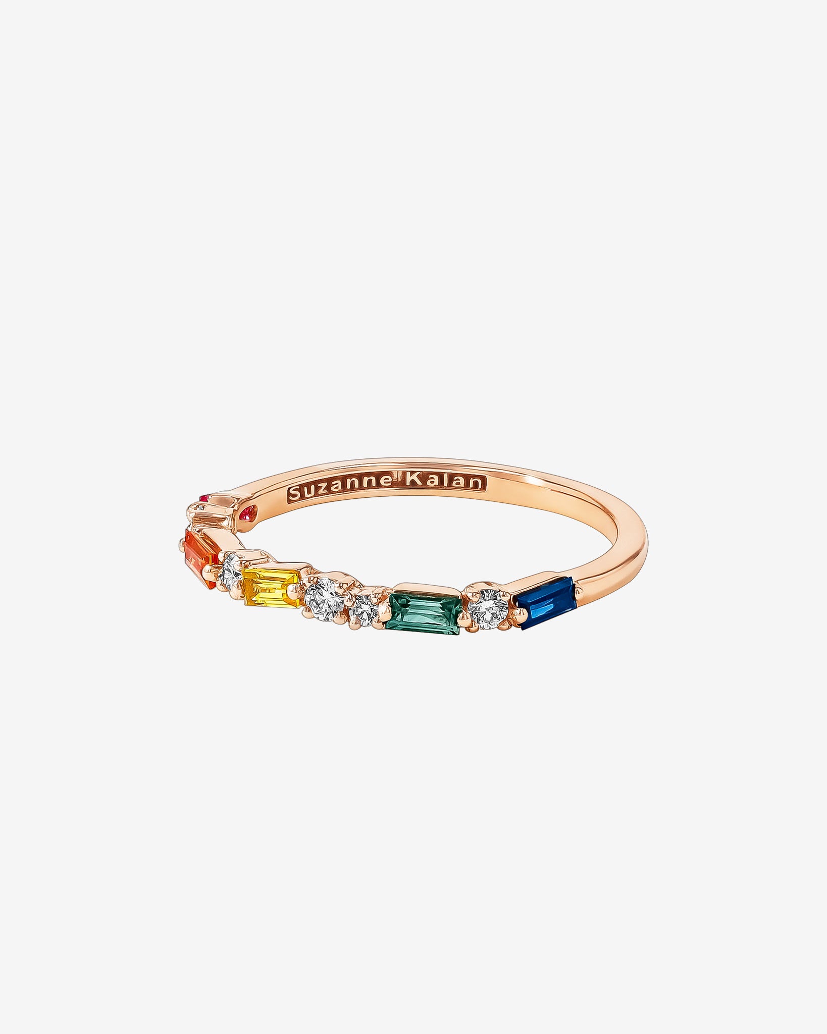 Suzanne Kalan Thin Mix Rainbow Sapphire Half Band in 18k rose gold