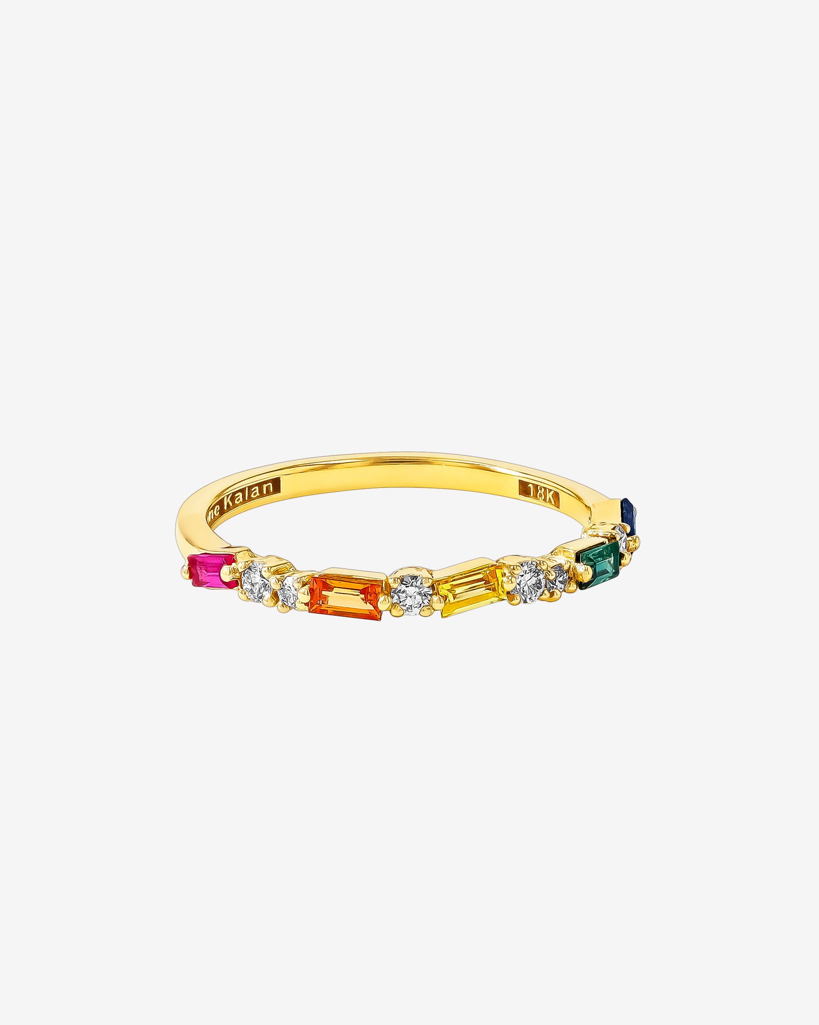 Suzanne Kalan Thin Mix Rainbow Sapphire Half Band in 18k yellow gold