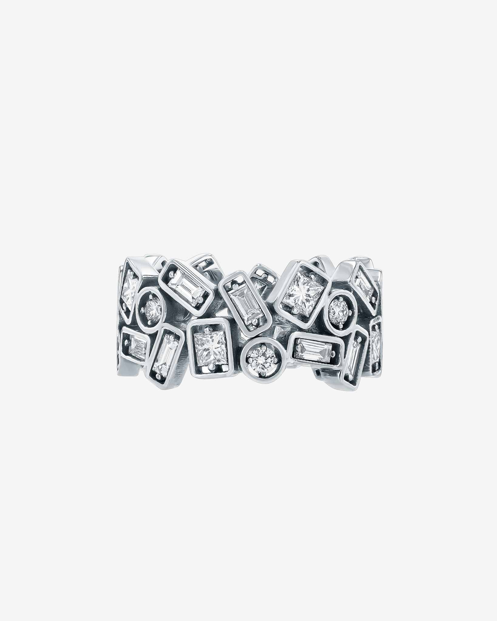 Suzanne Kalan Inlay Double Row Diamond Eternity Band in 18k white gold