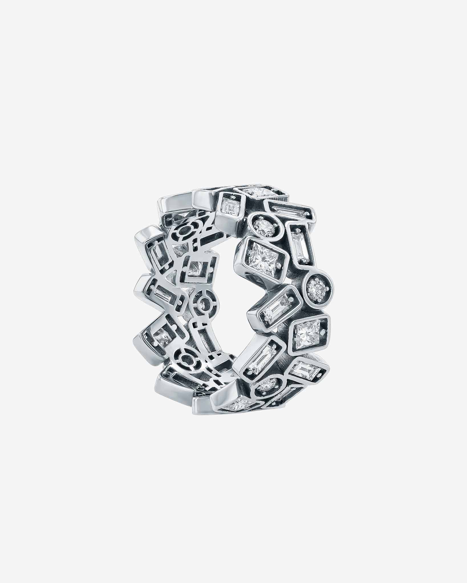 Suzanne Kalan Inlay Double Row Diamond Eternity Band in 18k white gold