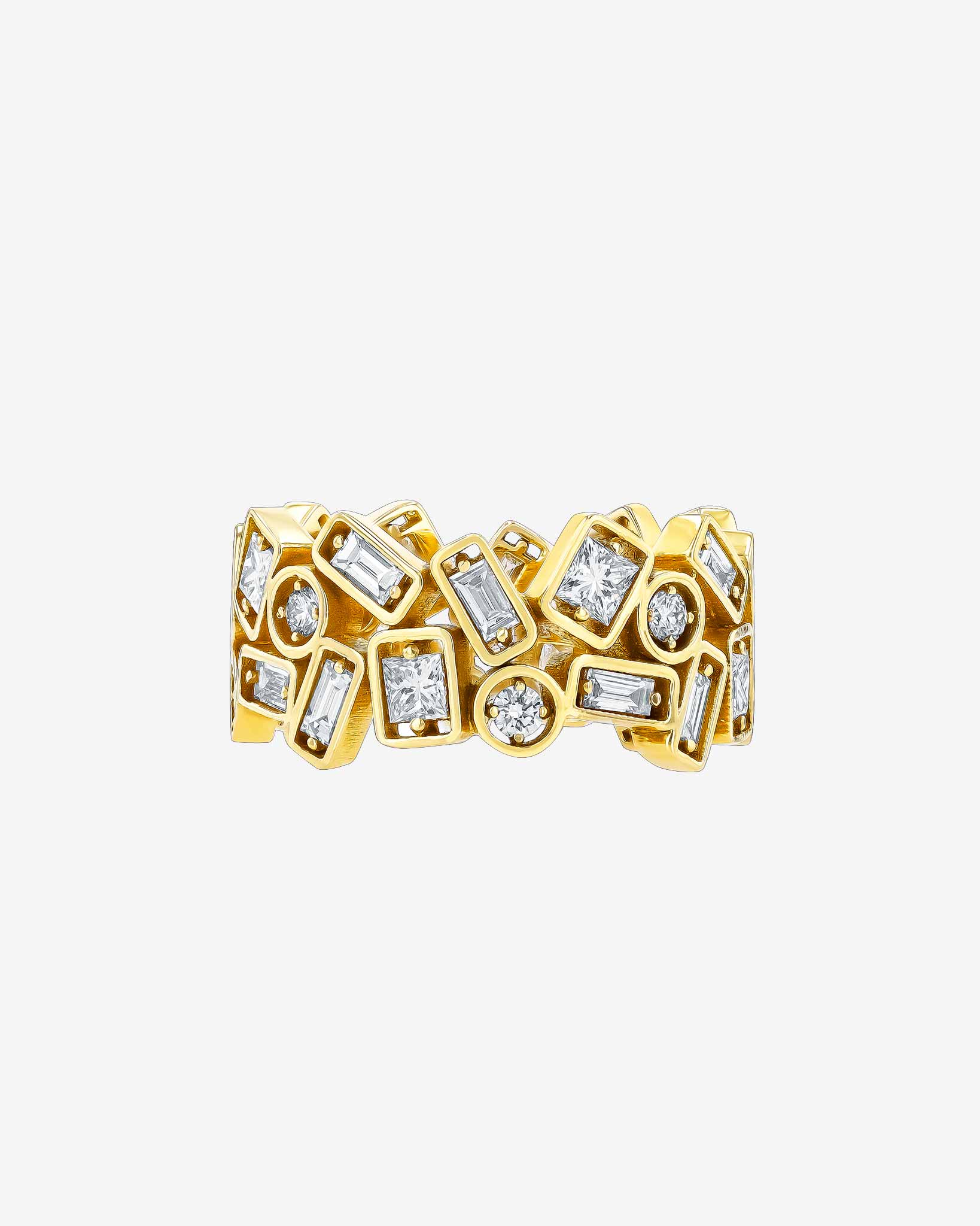 Suzanne Kalan Inlay Double Row Diamond Eternity Band in 18k yellow gold