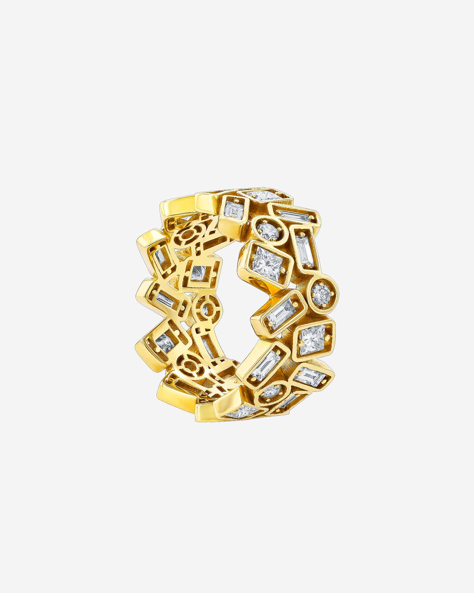 Suzanne Kalan Inlay Double Row Diamond Eternity Band in 18k yellow gold