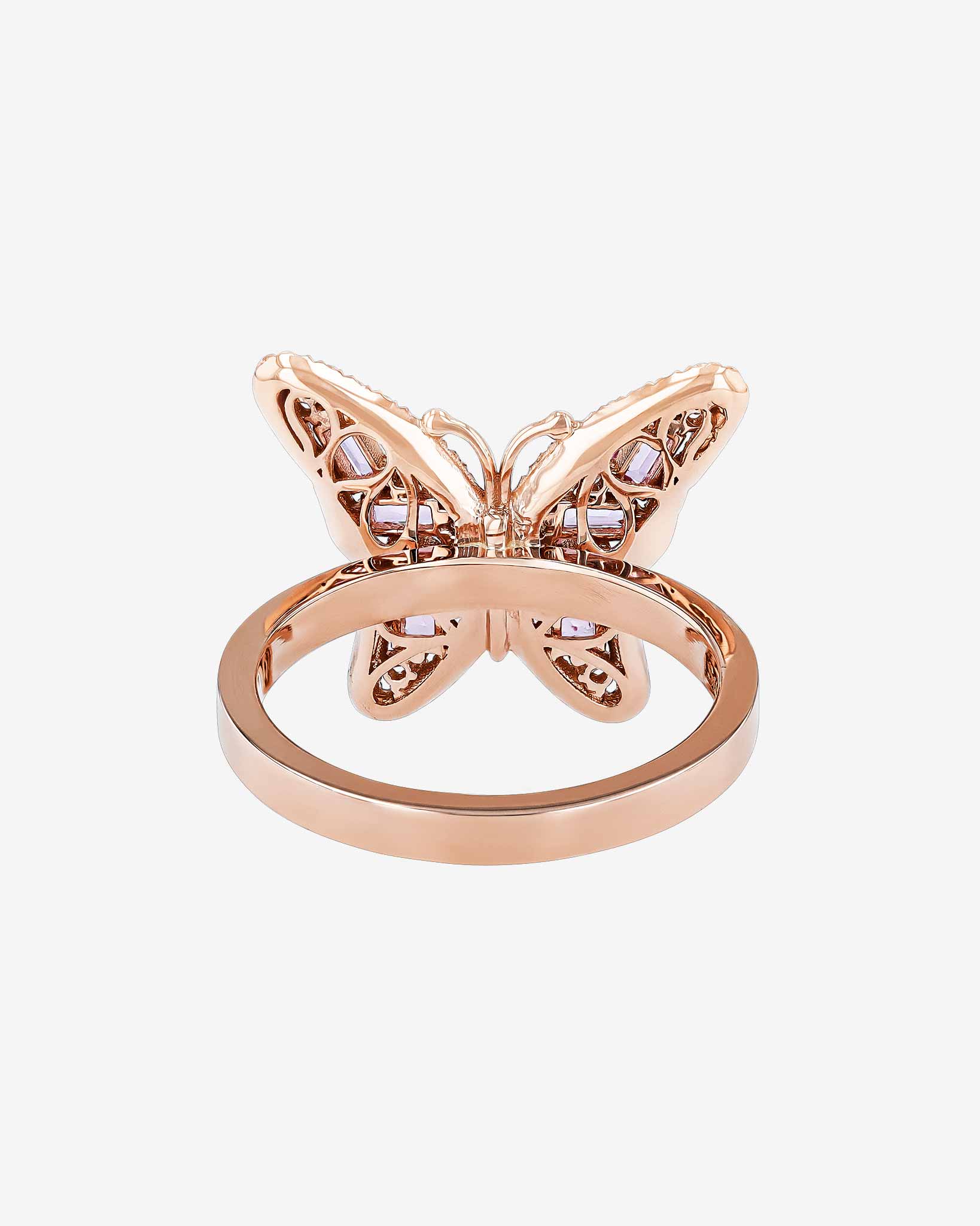 Suzanne Kalan Bold Small Butterfly Pink Sapphire Ring in 18k rose gold