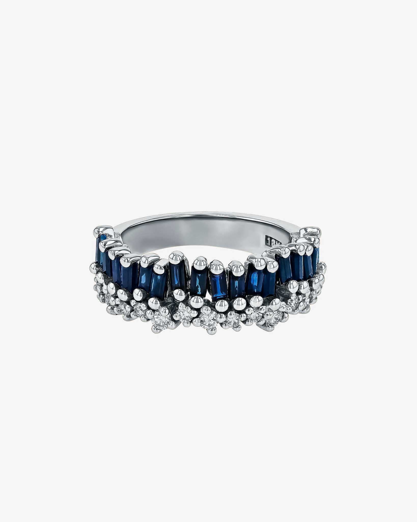 Suzanne Kalan Short Stack Dark Blue Sapphire Half Band in 18k white gold