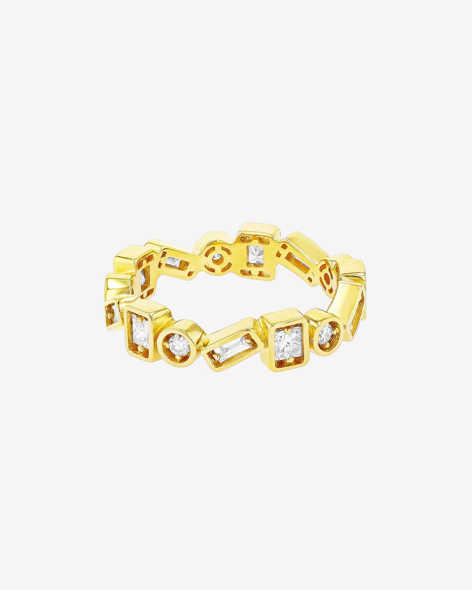 Suzanne Kalan Inlay ZigZag Diamond Eternity Band in 18k yellow gold