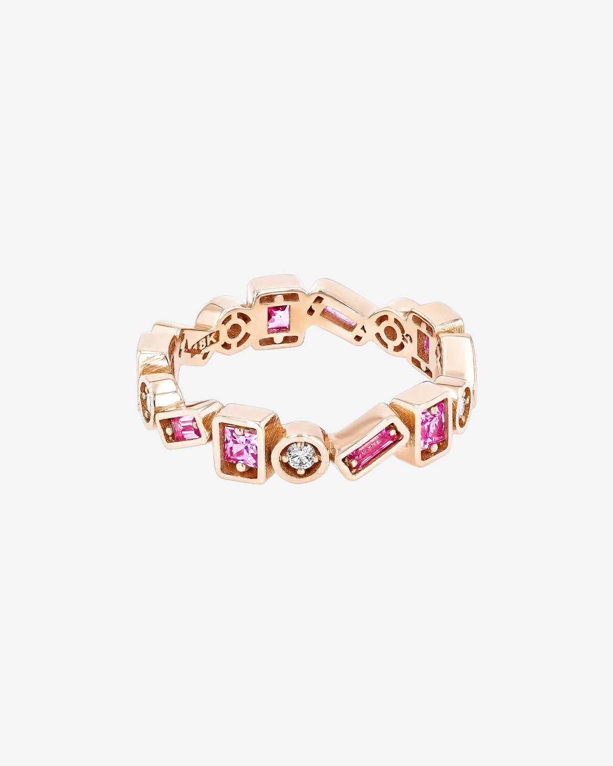 Suzanne Kalan Inlay ZigZag Pink Sapphire Eternity Band in rose gold