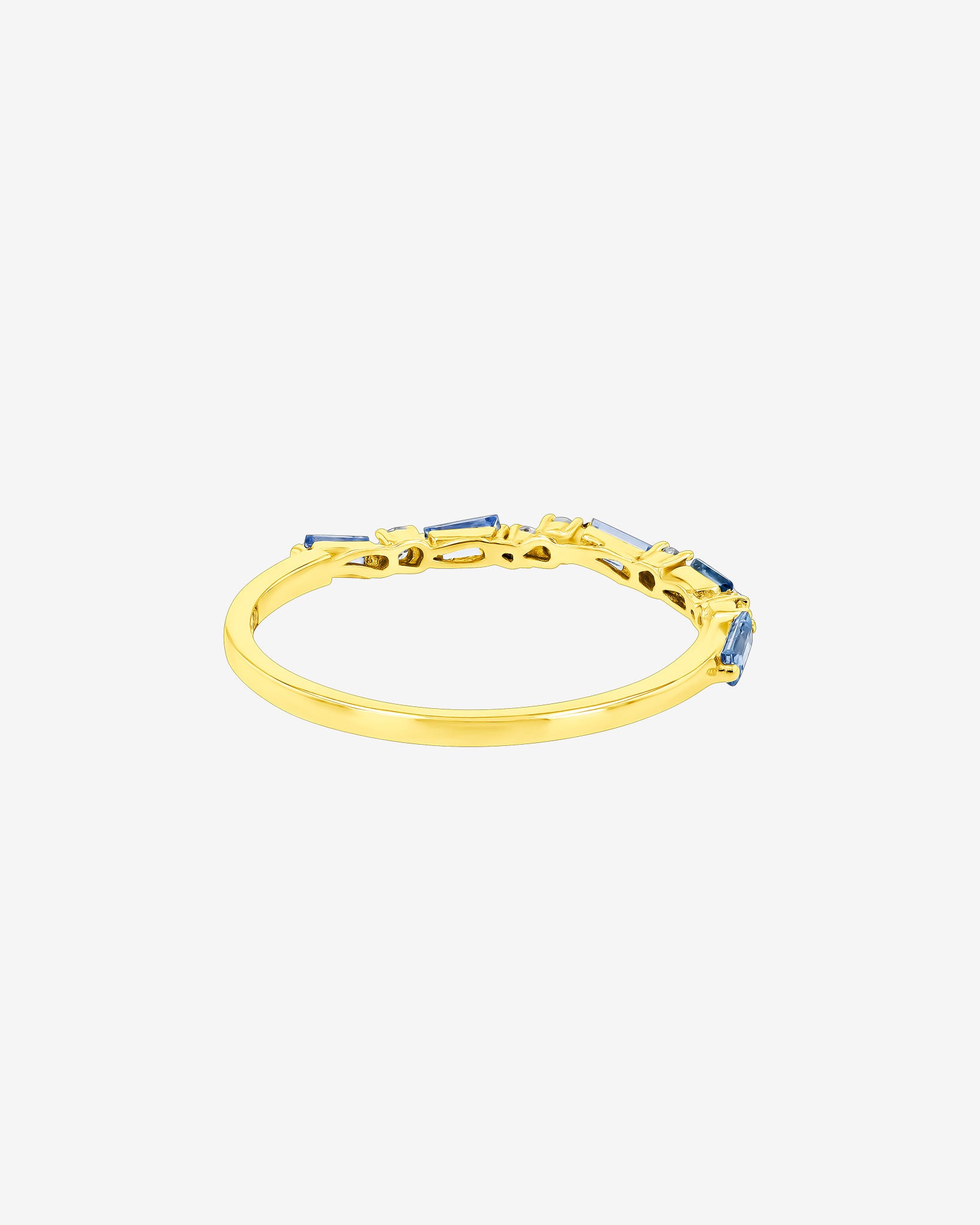 Suzanne Kalan Thin Mix Light Blue Sapphire Half Band in 18k yellow gold