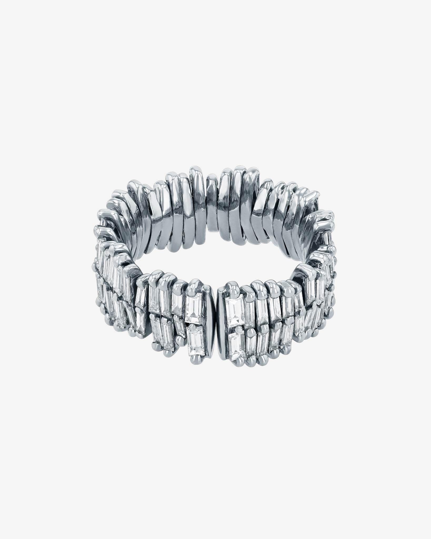 Suzanne Kalan Classic Gold Full Baguette Midi Eternity Band in 18k white gold