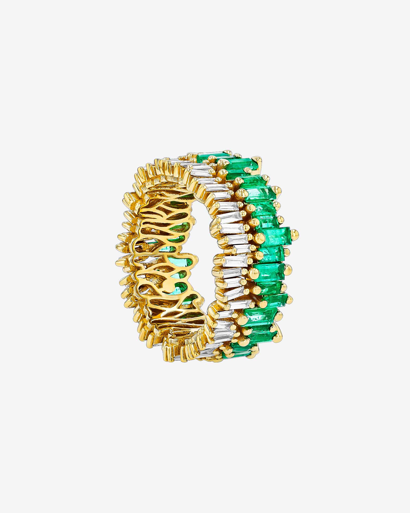 Suzanne Kalan Double Stack Emerald Eternity Band in 18k yellow gold