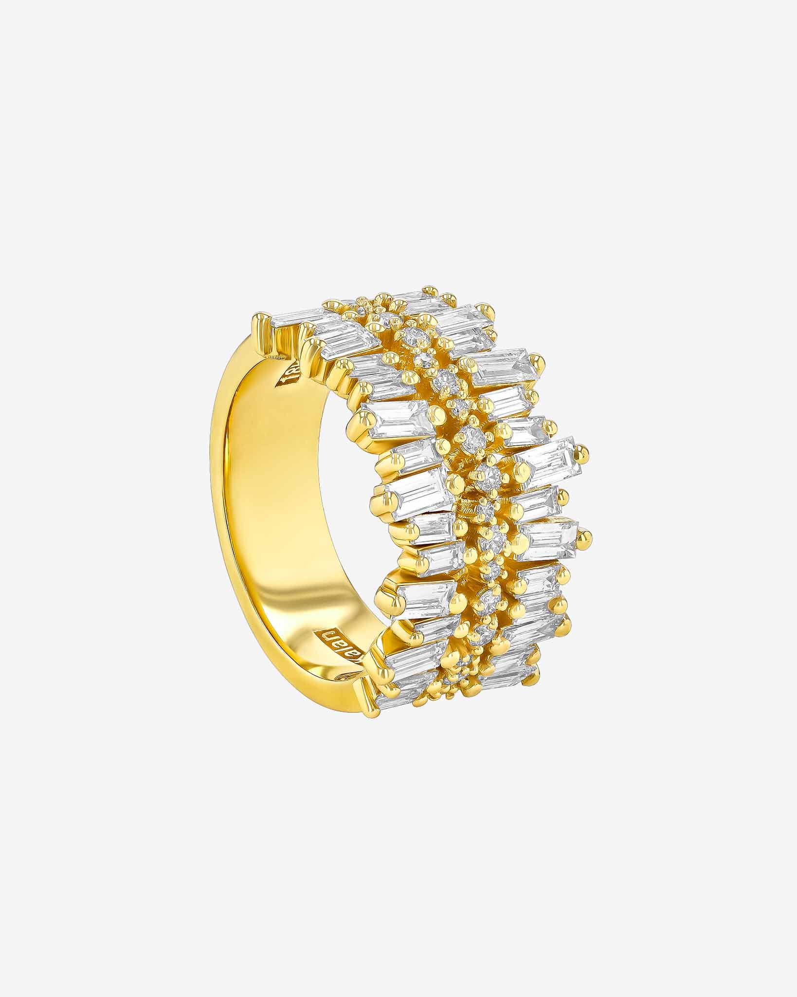 Suzanne Kalan Double Short Stack Diamond Half Band in 18k yellow gold