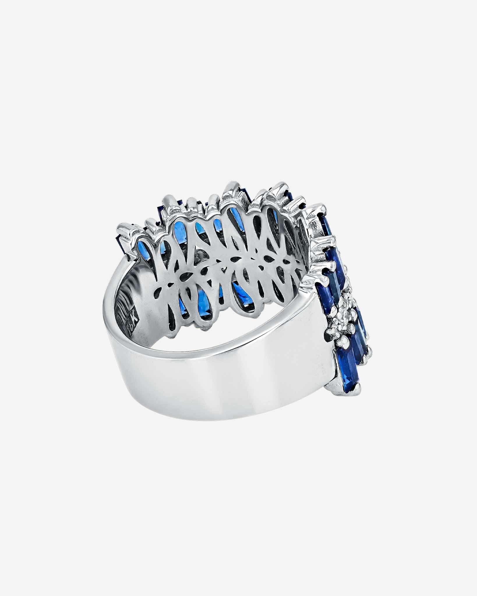 Suzanne Kalan Double Short Stack Dark Blue Sapphire Half Band in 18k white gold