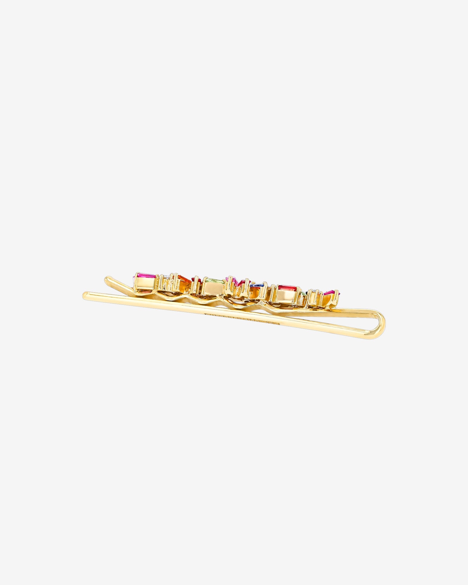 Suzanne Kalan Rainbow Sapphire Frenzy Hairpin in 18k yellow gold