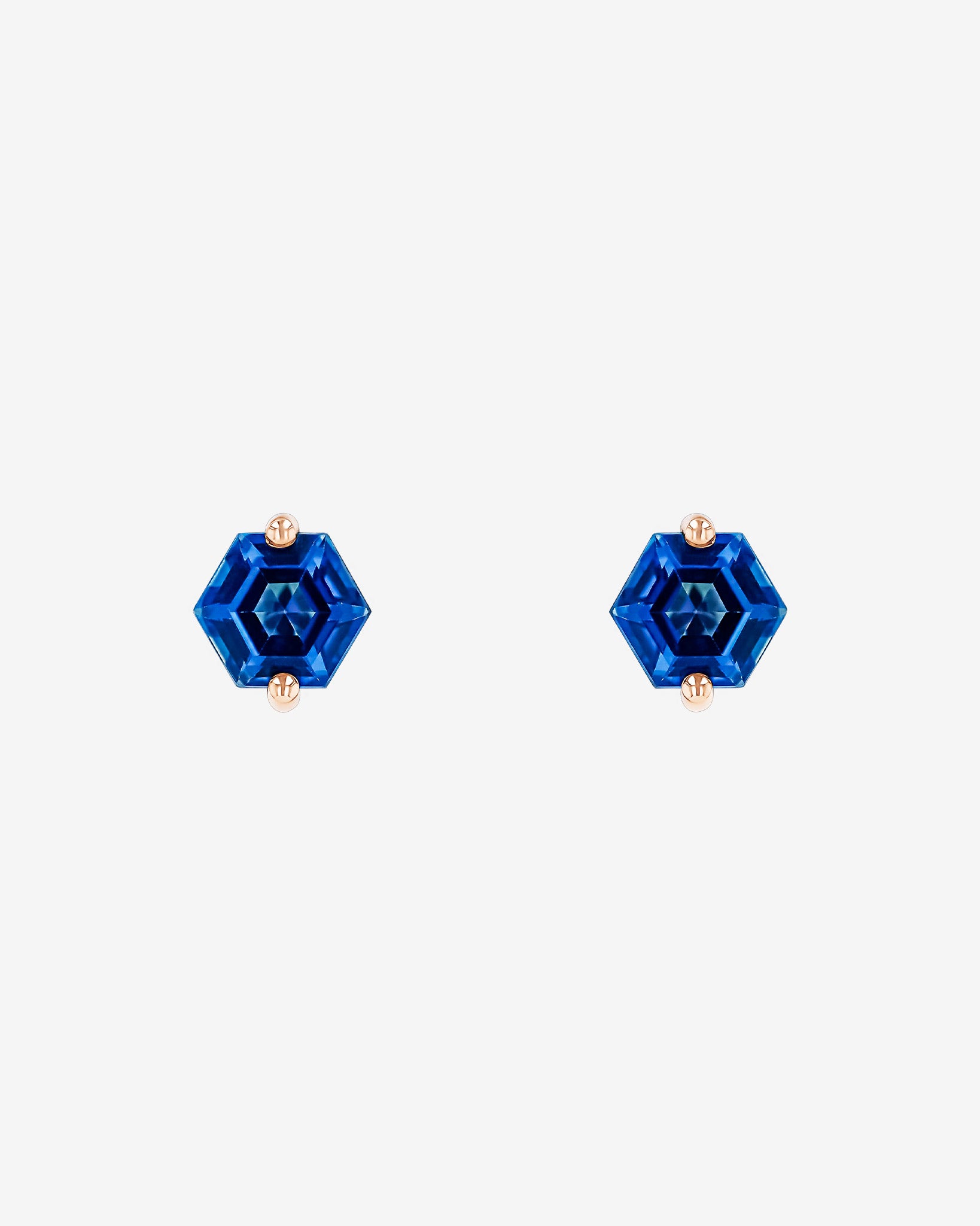 Kalan By Suzanne Kalan Amalfi English Blue Topaz Hexagon Studs in 14k rose gold