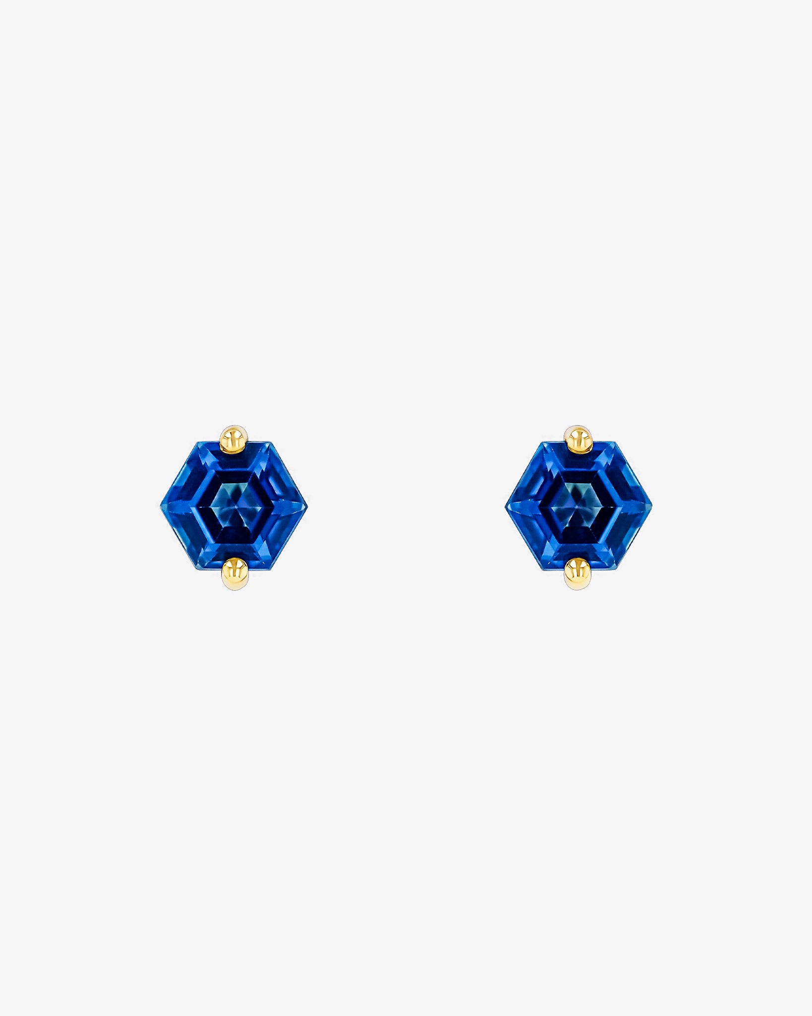 Kalan By Suzanne Kalan Amalfi Hexagon English Blue Topaz Studs in 14k yellow gold