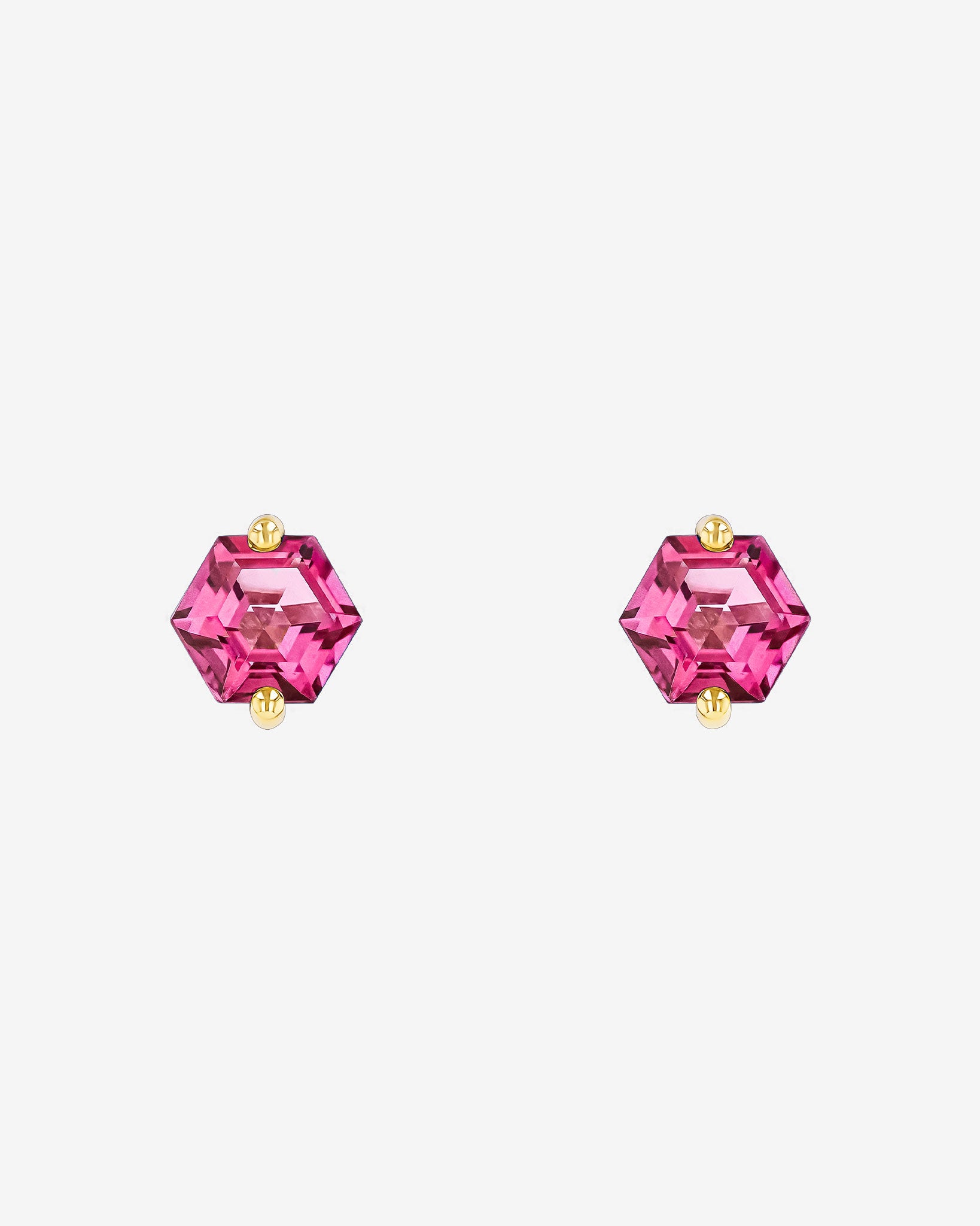 Kalan By Suzanne Kalan Amalfi Pink Topaz Hexagon Studs in 18k yellow gold