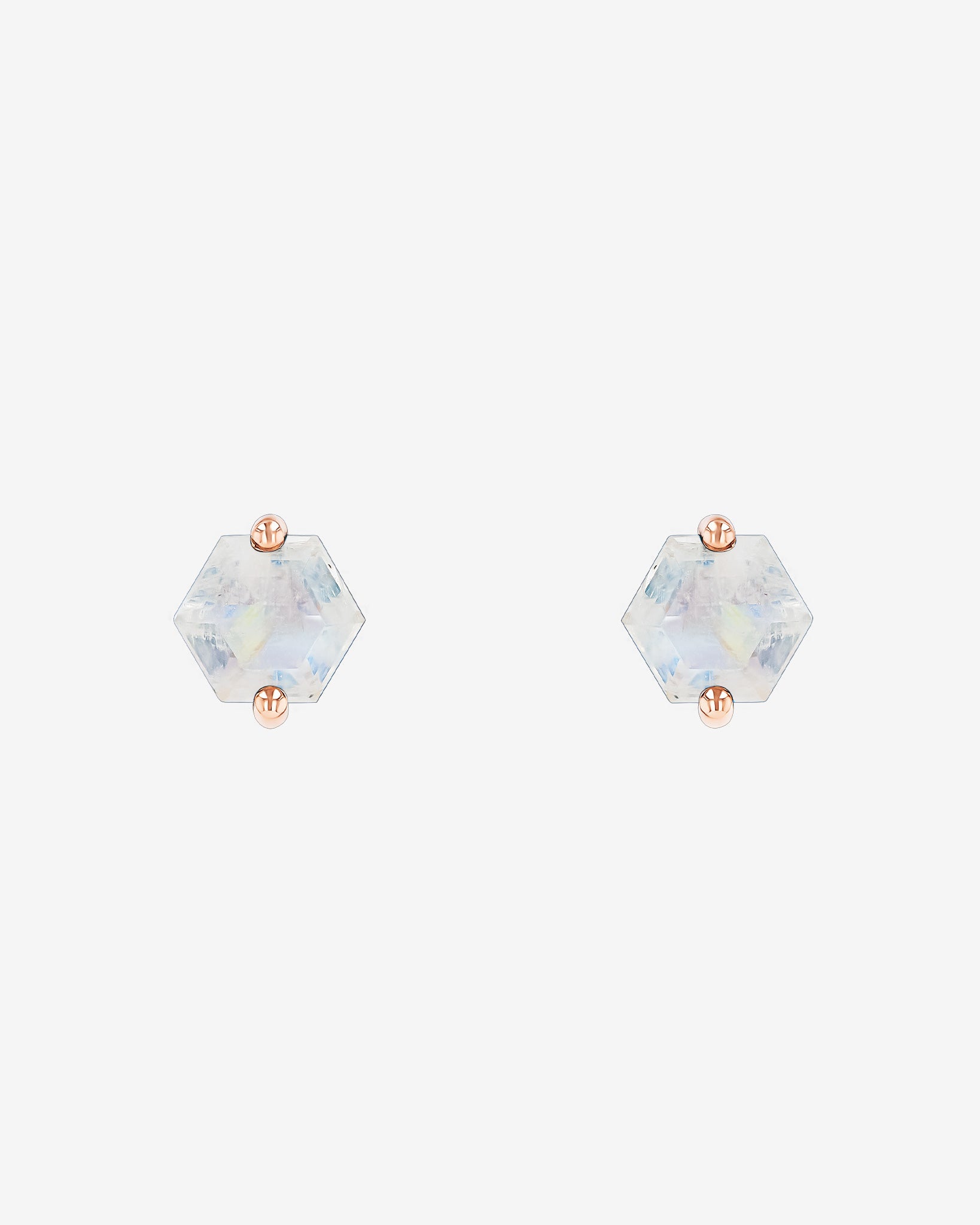 Kalan By Suzanne Kalan Amalfi Rainbow Moonstone Hexagon Studs in 14k rose gold