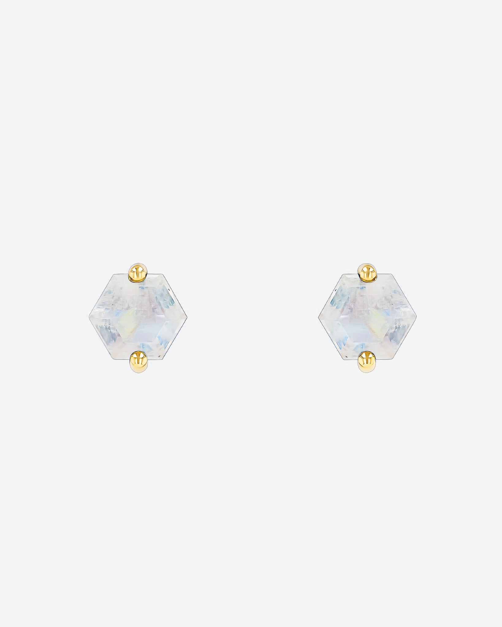 Kalan By Suzanne Kalan Amalfi Rainbow Moonstone Hexagon Studs in 14k yellow gold