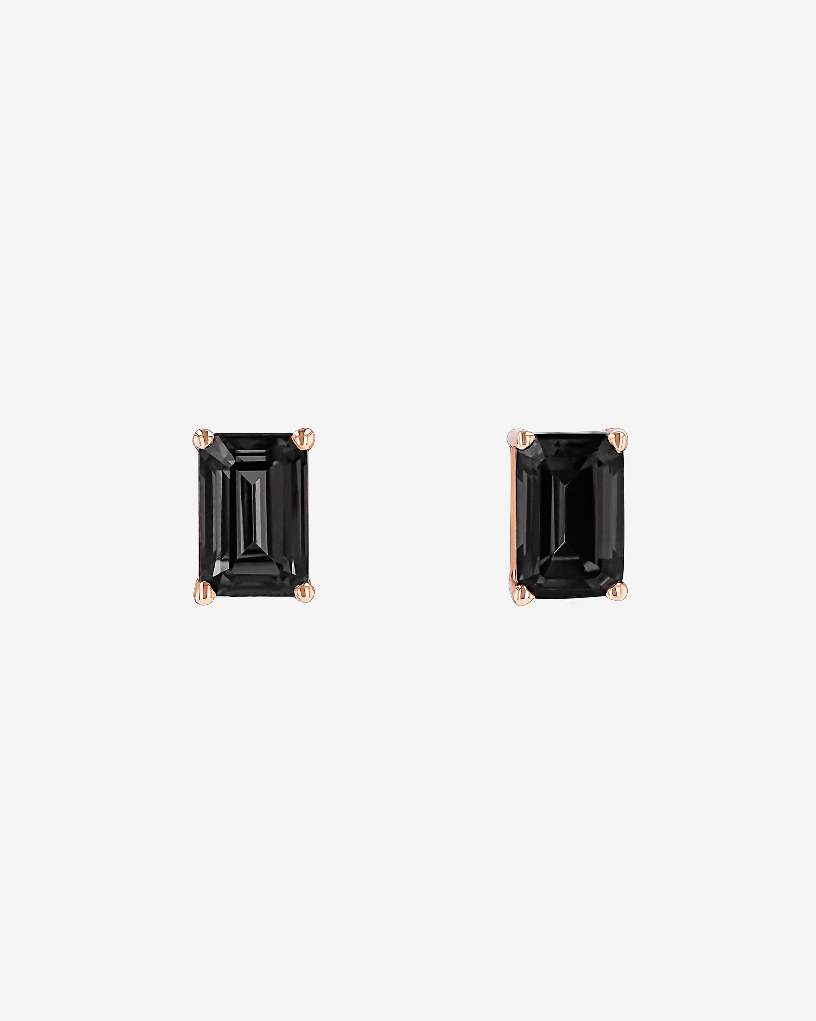 Kalan By Suzanne Kalan Amalfi Emerald Cut Black Night Quartz Studs in 14k rose gold