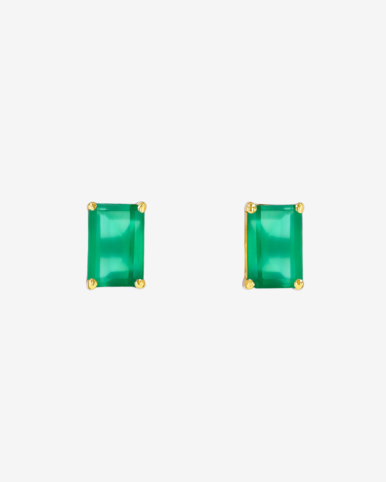 Kalan By Suzanne Kalan Amalfi Emerald Cut Green Onyx Studs in 14k yellow gold