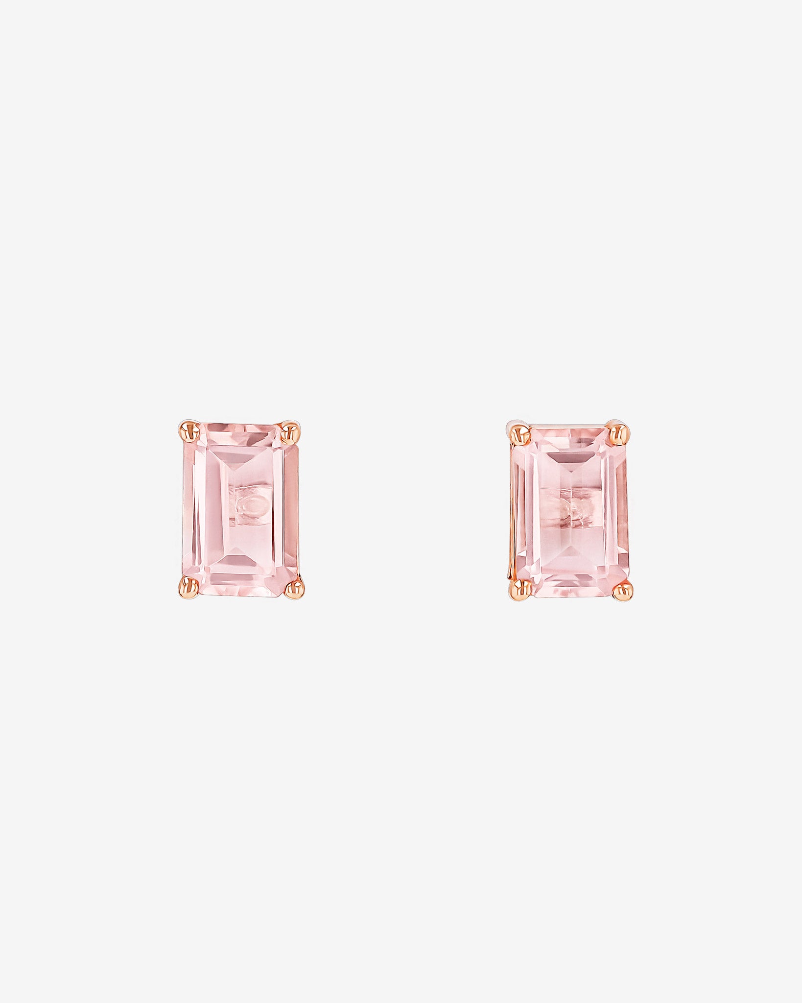 Kalan By Suzanne Kalan Amalfi Emerald Cut Morganite Topaz Studs in 14k rose gold