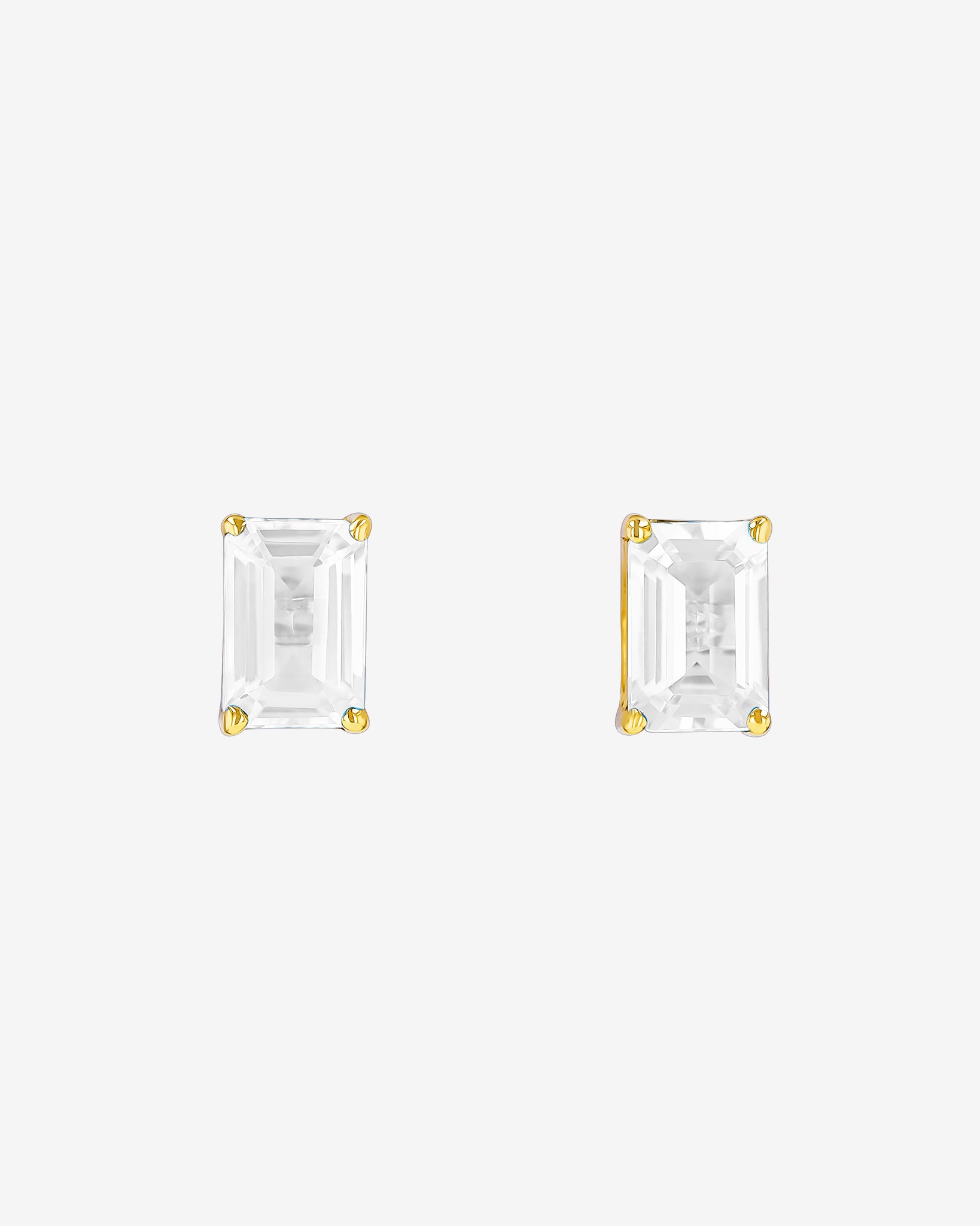 Kalan By Suzanne Kalan Amalfi White Topaz Emerald Cut Studs in 14k yellow gold