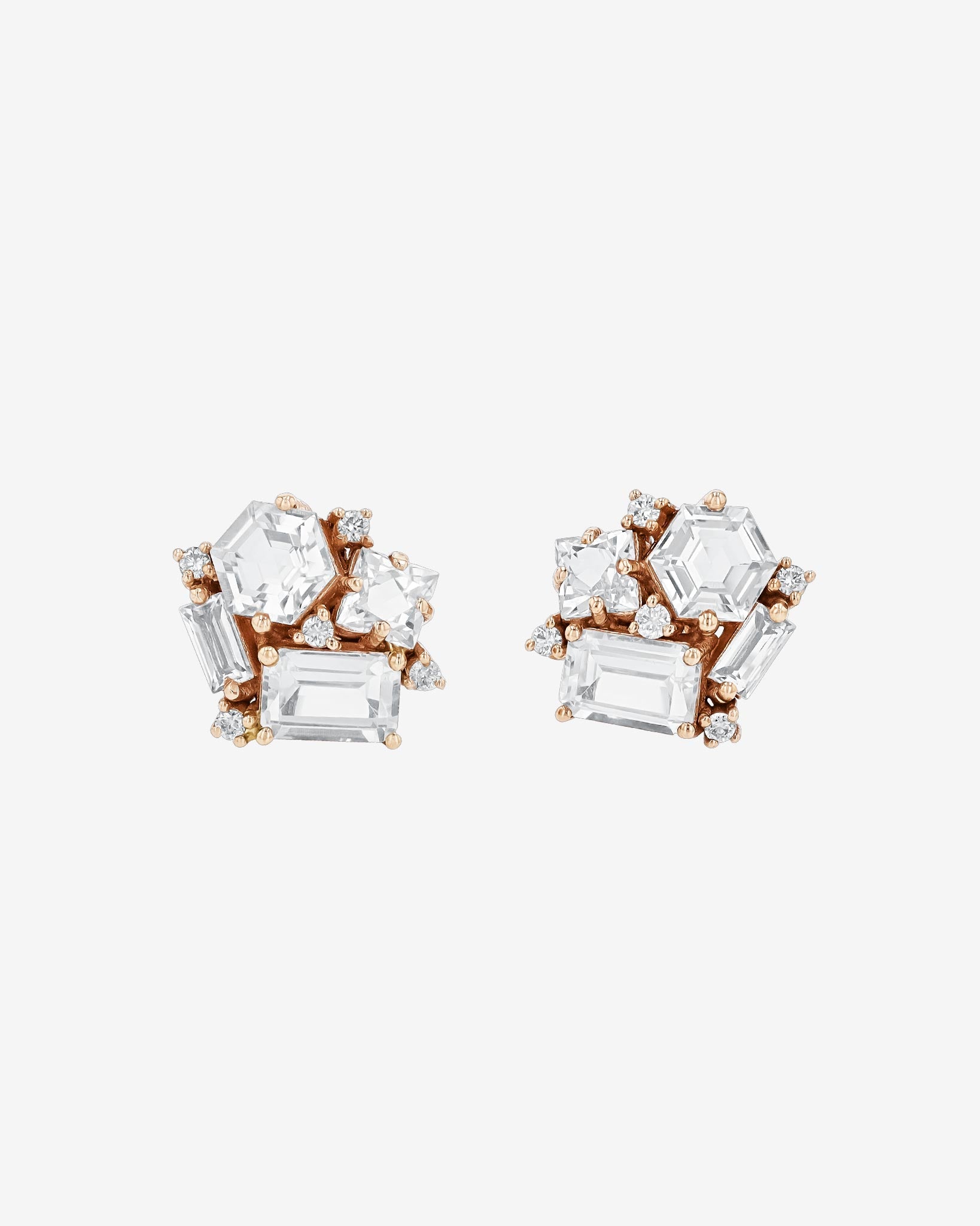 Kalan By Suzanne Kalan Amalfi White Topaz Blossom Studs in 14k rose gold