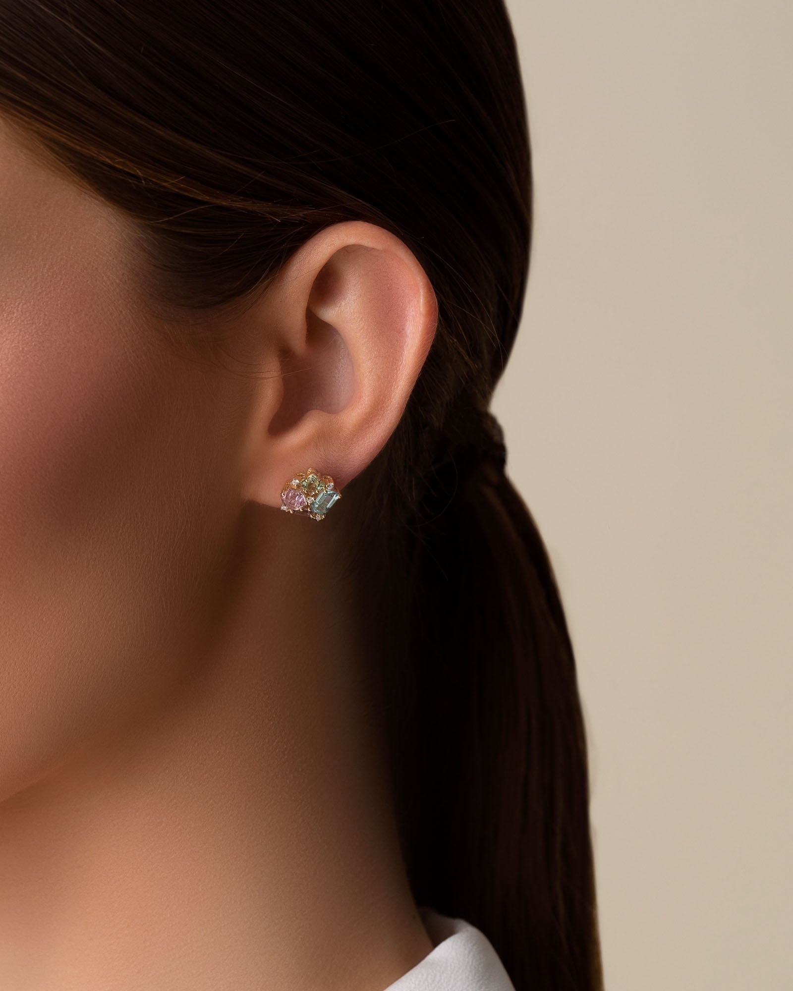 Kalan By Suzanne Kalan Amalfi Pastel Blossom Studs in 14k yellow gold