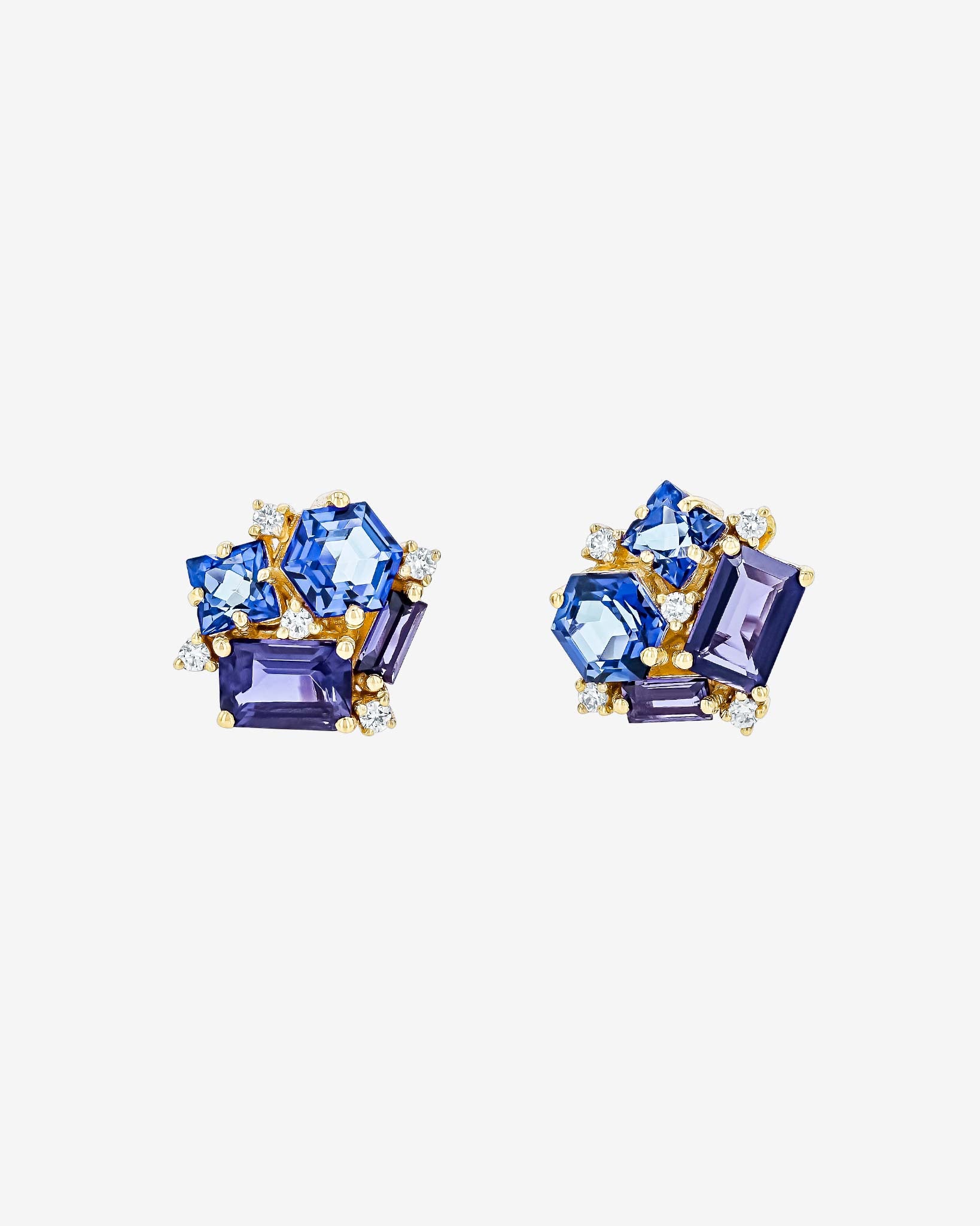 Kalan By Suzanne Kalan Amalfi Dark Blue Mix Blossom Studs in 14k yellow gold