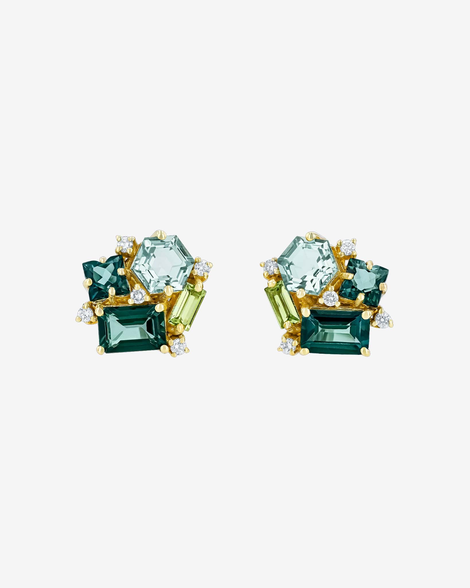 Kalan By Suzanne Kalan Amalfi Green Mix Blossom Studs in 14k yellow gold