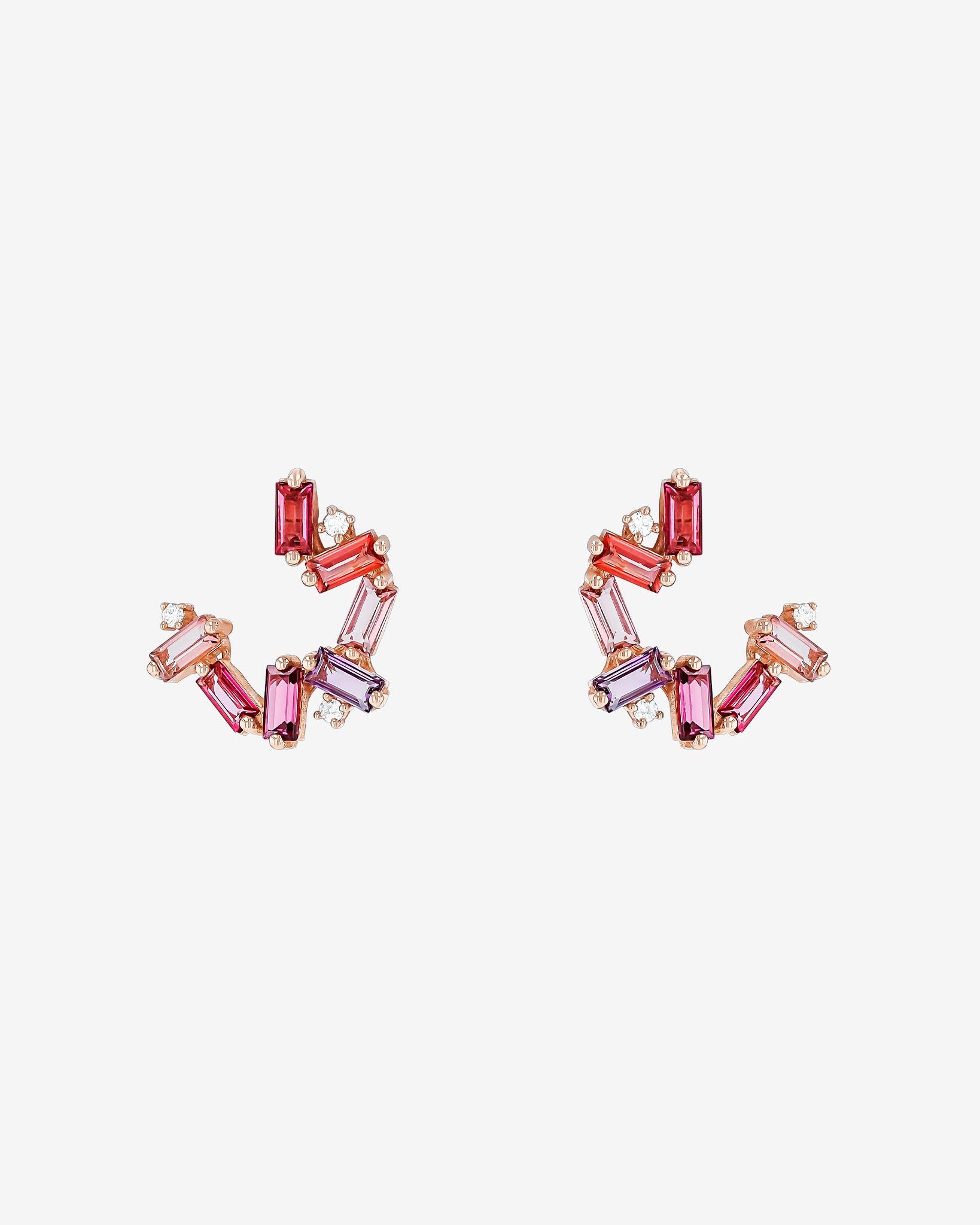 Kalan By Suzanne Kalan Amalfi Burst Red Mix Sideways Mini Hoops in 14k rose gold