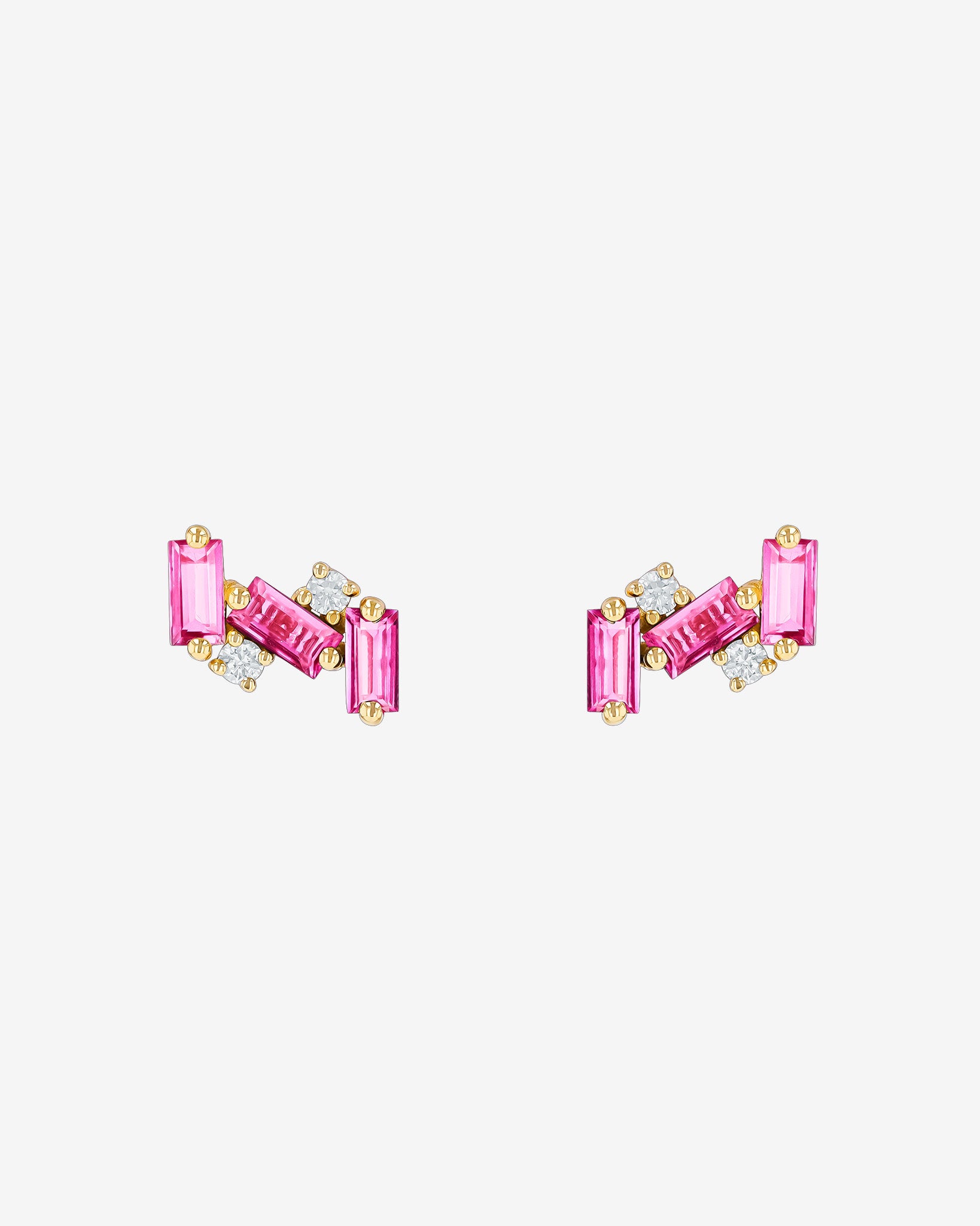 Kalan By Suzanne Kalan Amalfi Burst Pink Topaz Studs in 14k yellow gold