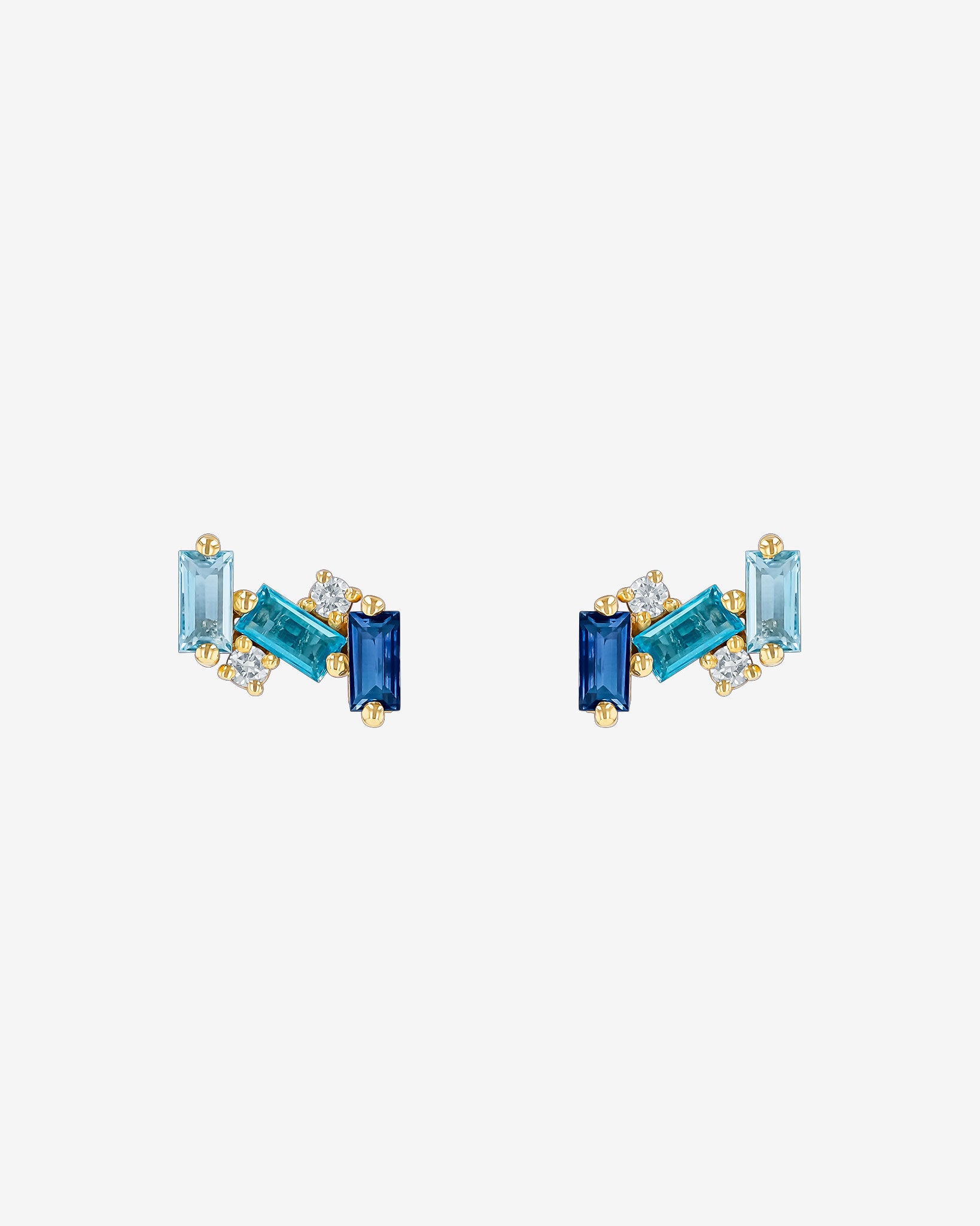 Kalan By Suzanne Kalan Amalfi Burst Blue Ombre Studs in 14k yellow gold