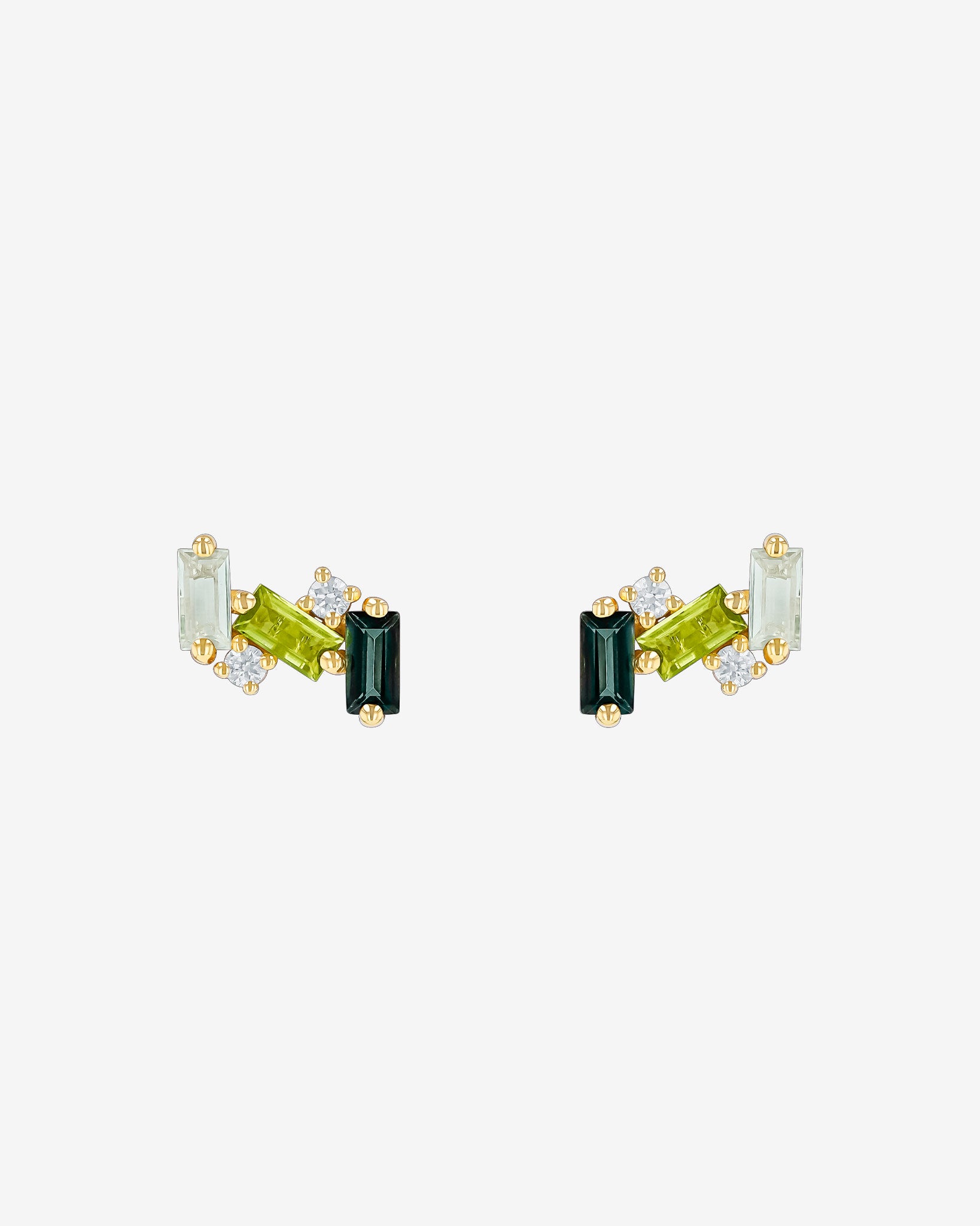 Kalan By Suzanne Kalan Amalfi Burst Green Ombre Studs in 18k yellow gold