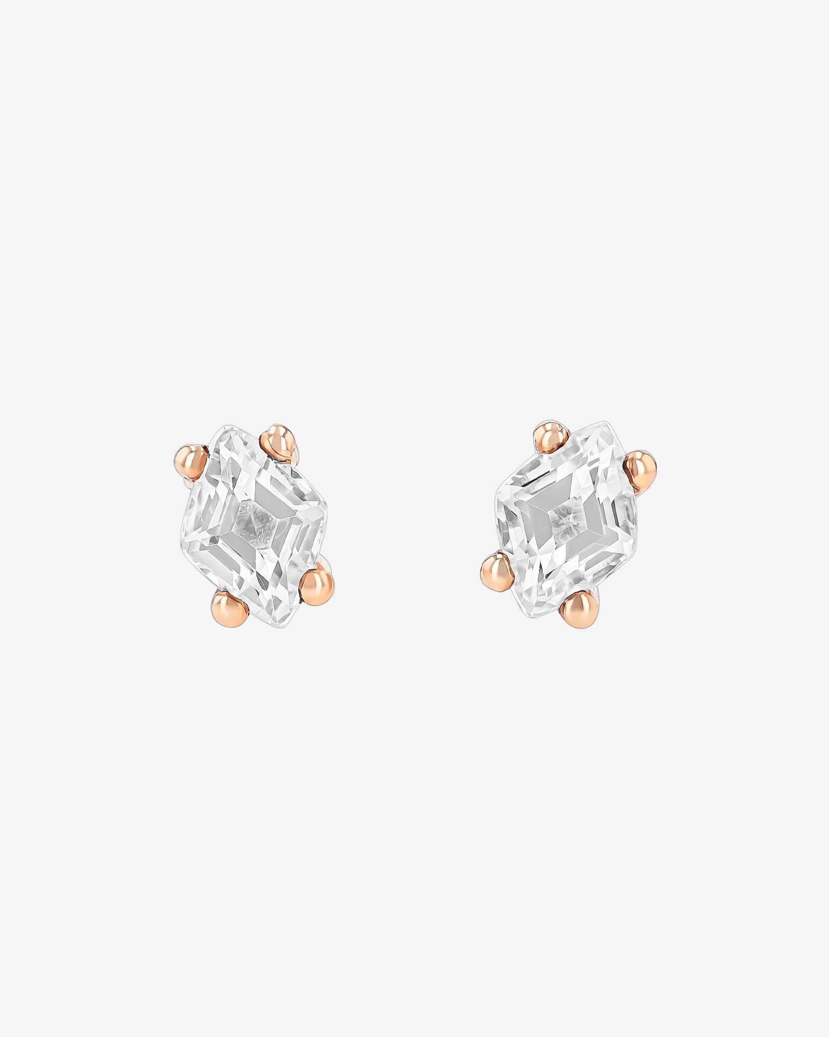 Kalan By Suzanne Kalan Amalfi White Topaz Diamond Cut Studs in 14k rose gold