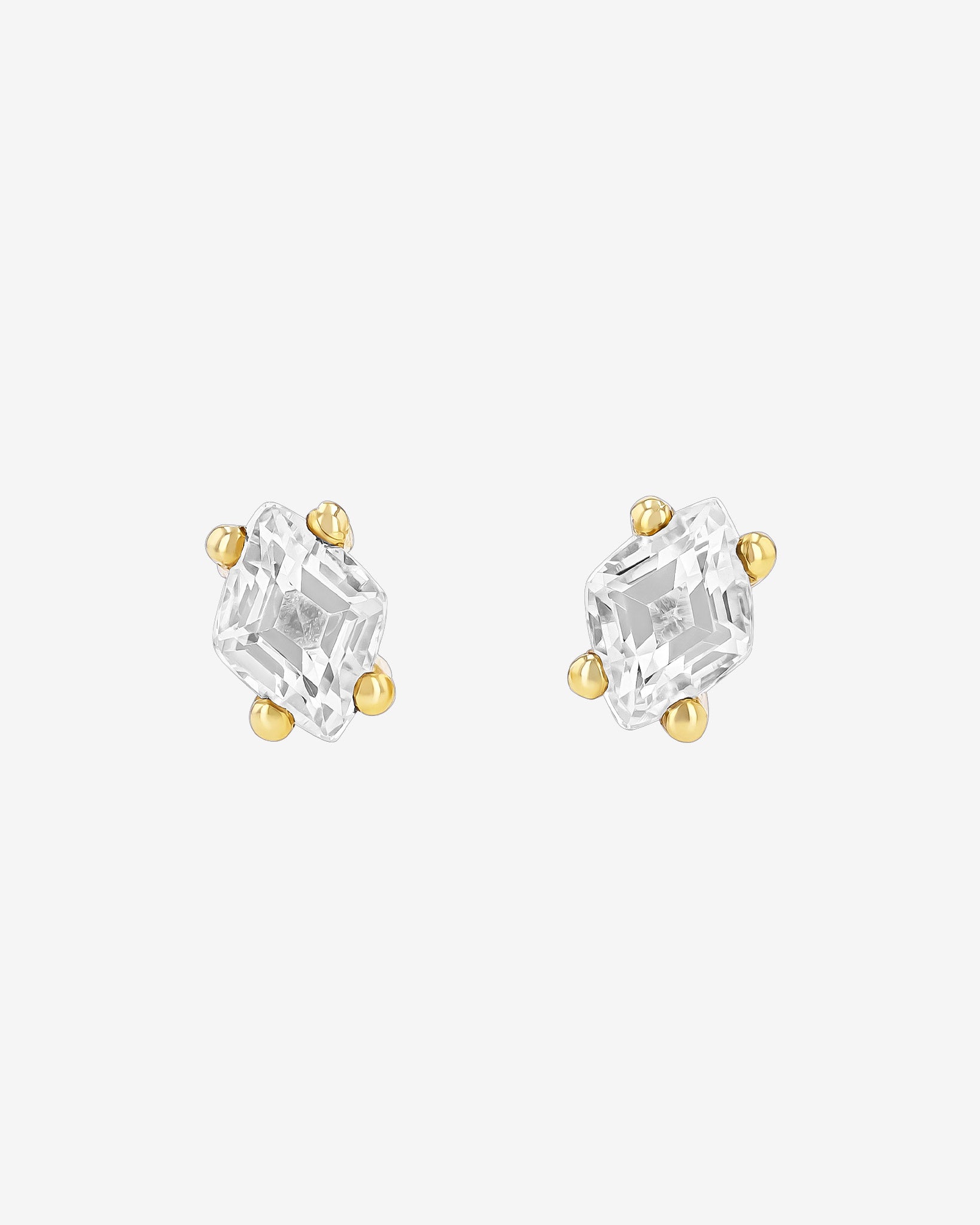 Kalan By Suzanne Kalan Amalfi White Topaz Diamond Cut Studs in 14k yellow gold